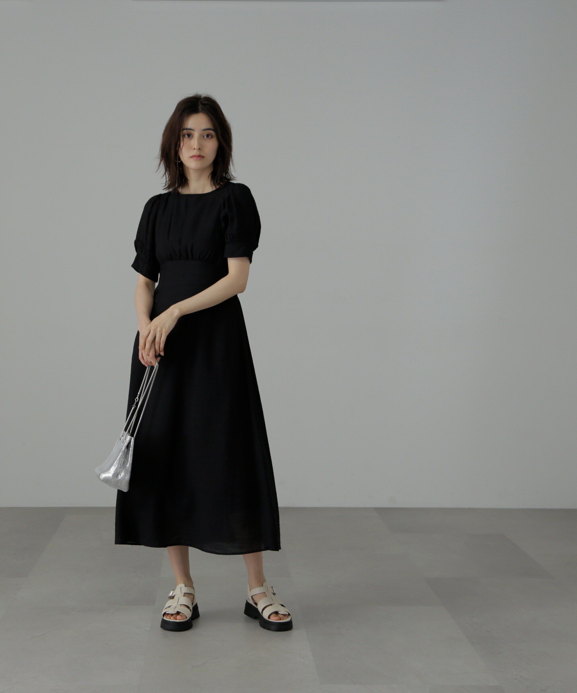  「パフスリーブバックリボンワンピース」|ワンピース|