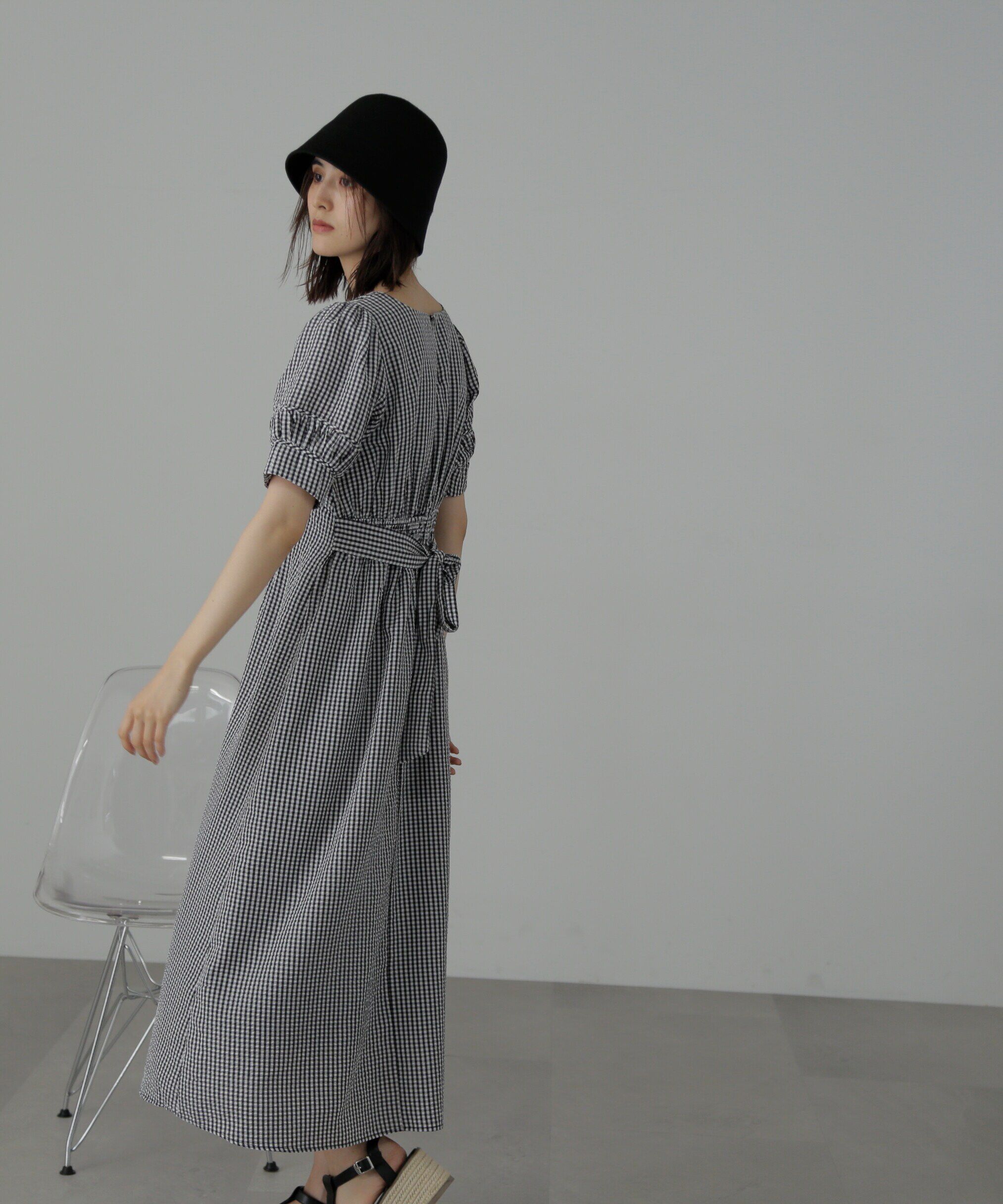  「パフスリーブバックリボンワンピース」|ワンピース|