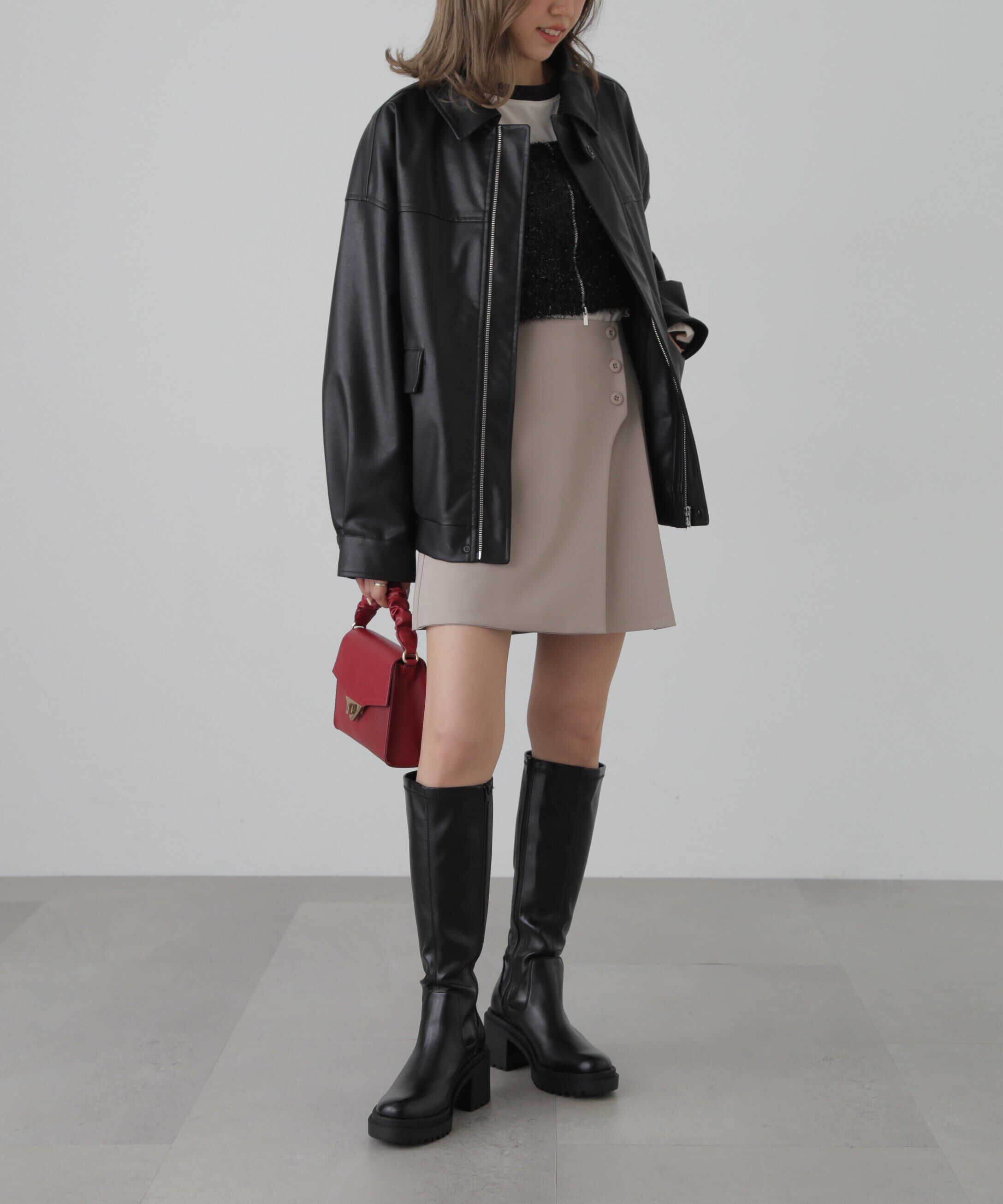  「サイドボタンラップミニプリーツスカート」|スカート|