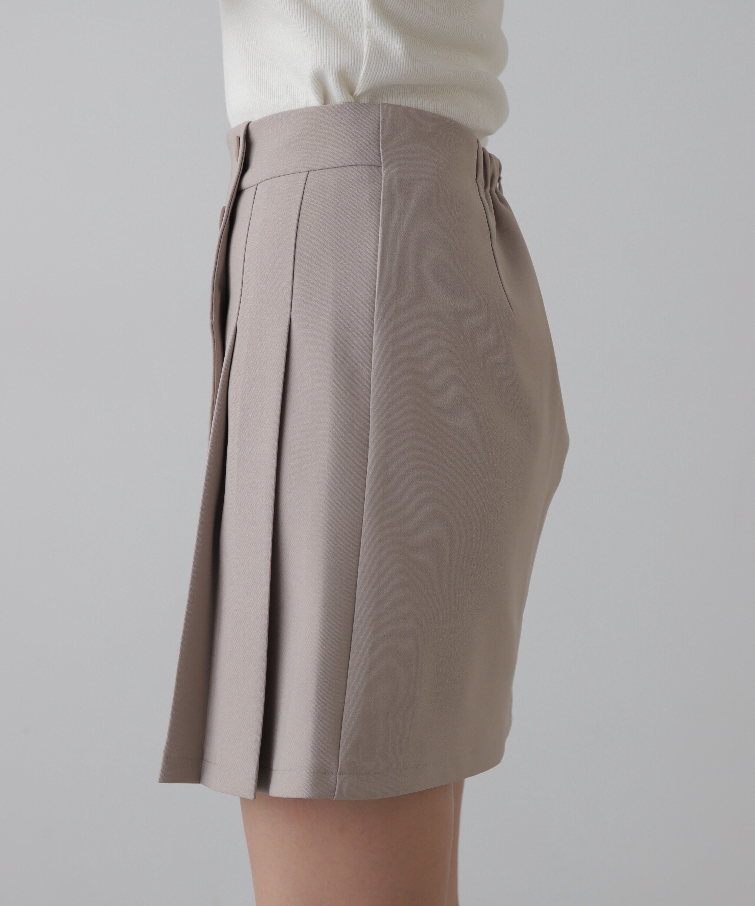  「サイドボタンラップミニプリーツスカート」|スカート|