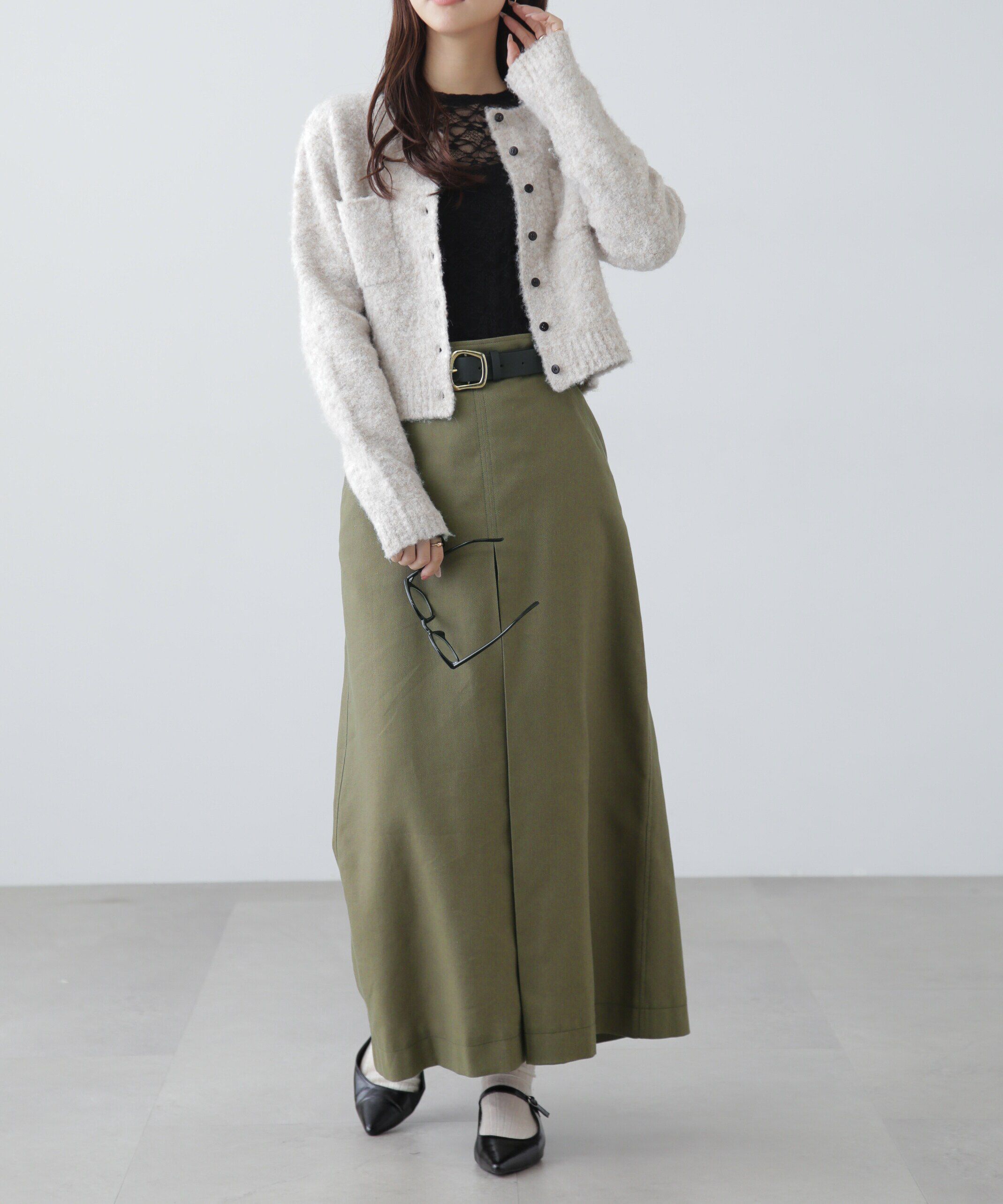  「フロントボックスタックマキシスカート」|スカート|