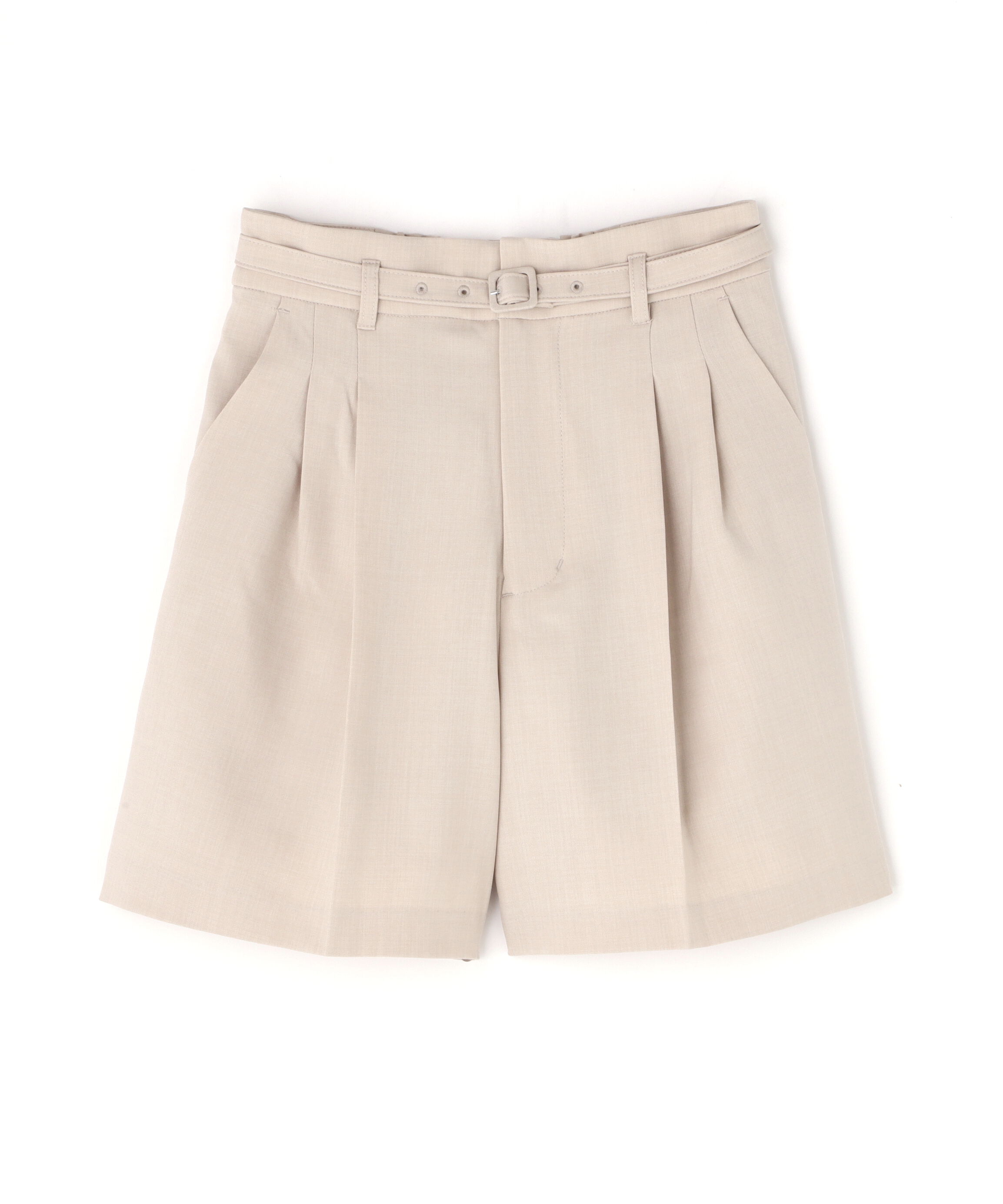  「梳毛調合繊ベルト付きタックショートパンツ」|その他|