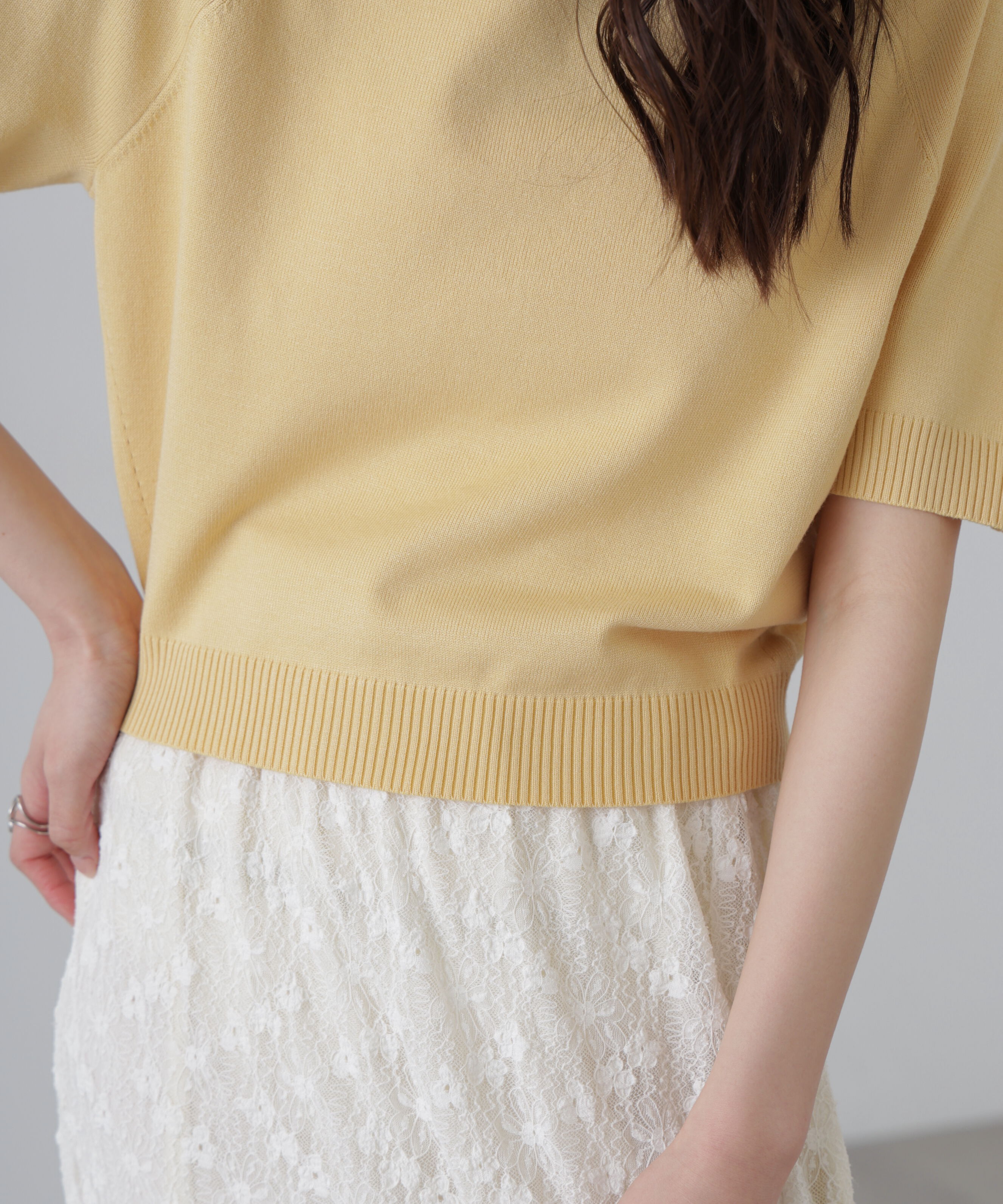  「〈洗える〉マシンウォッシャブルパフスリーブ半袖ニット」|ニット・セーター|