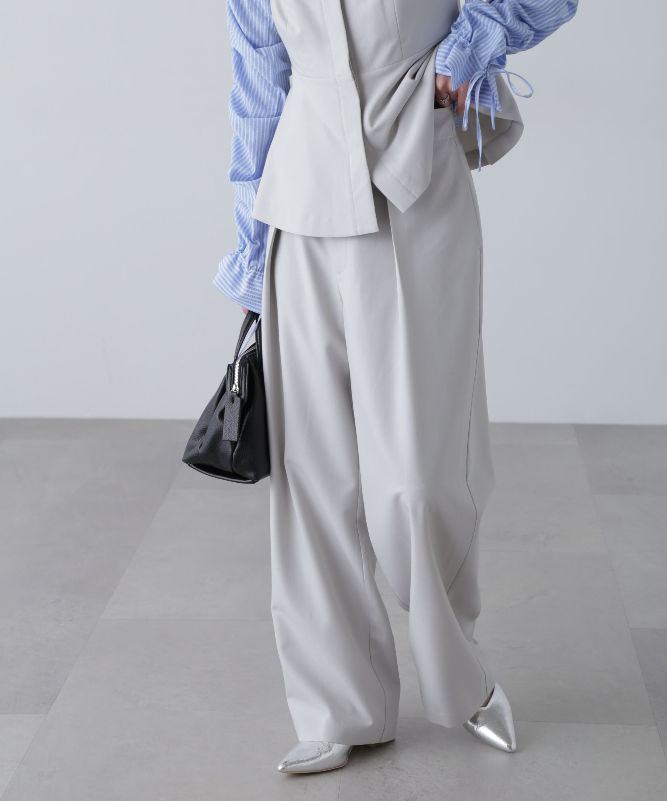  「〈セットアップ対応〉タックセミワイドパンツ」|その他|ライトブルー