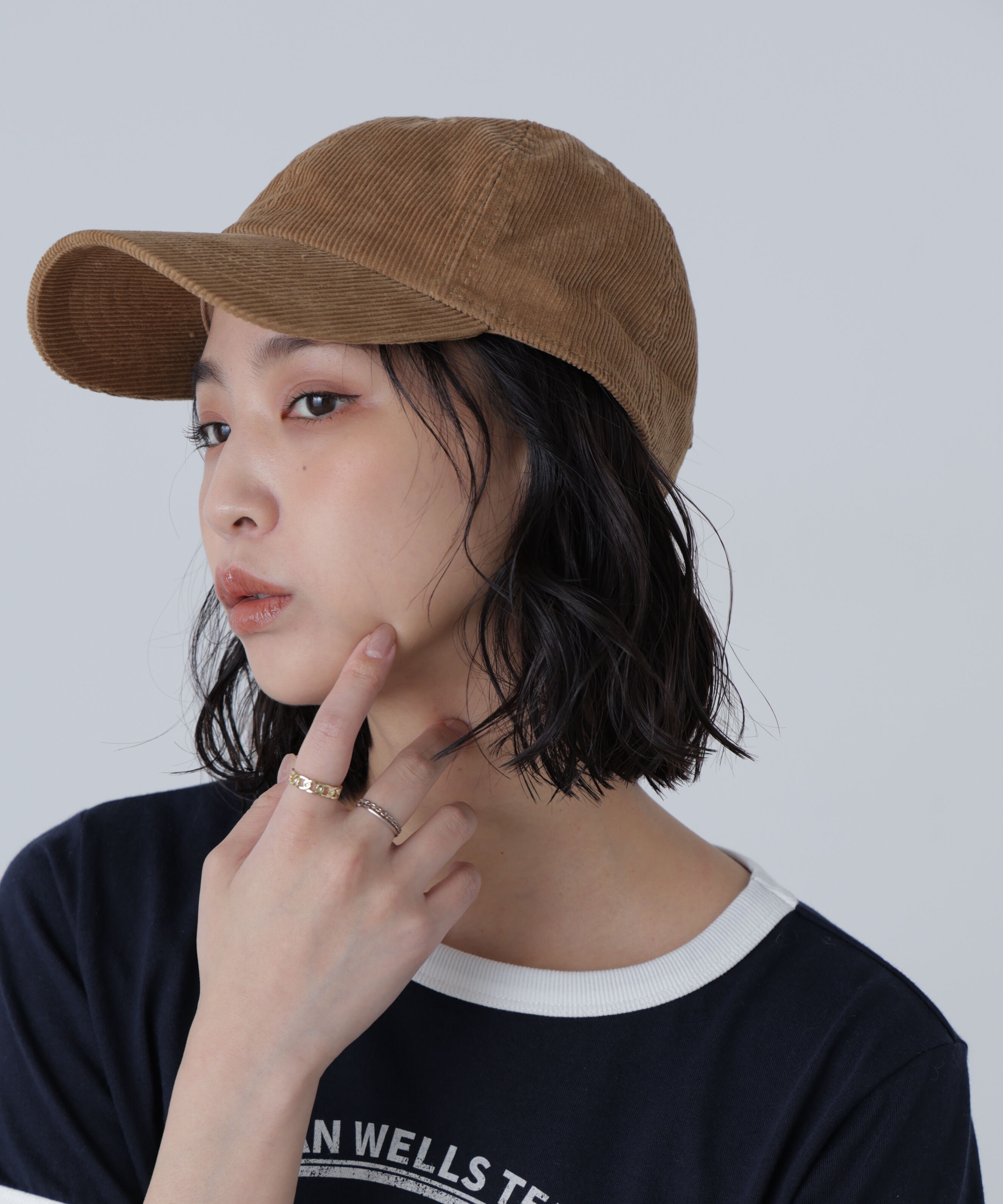  「〈NEWHATTAN〉コーデュロイキャップ」|ソックス|ベージュ