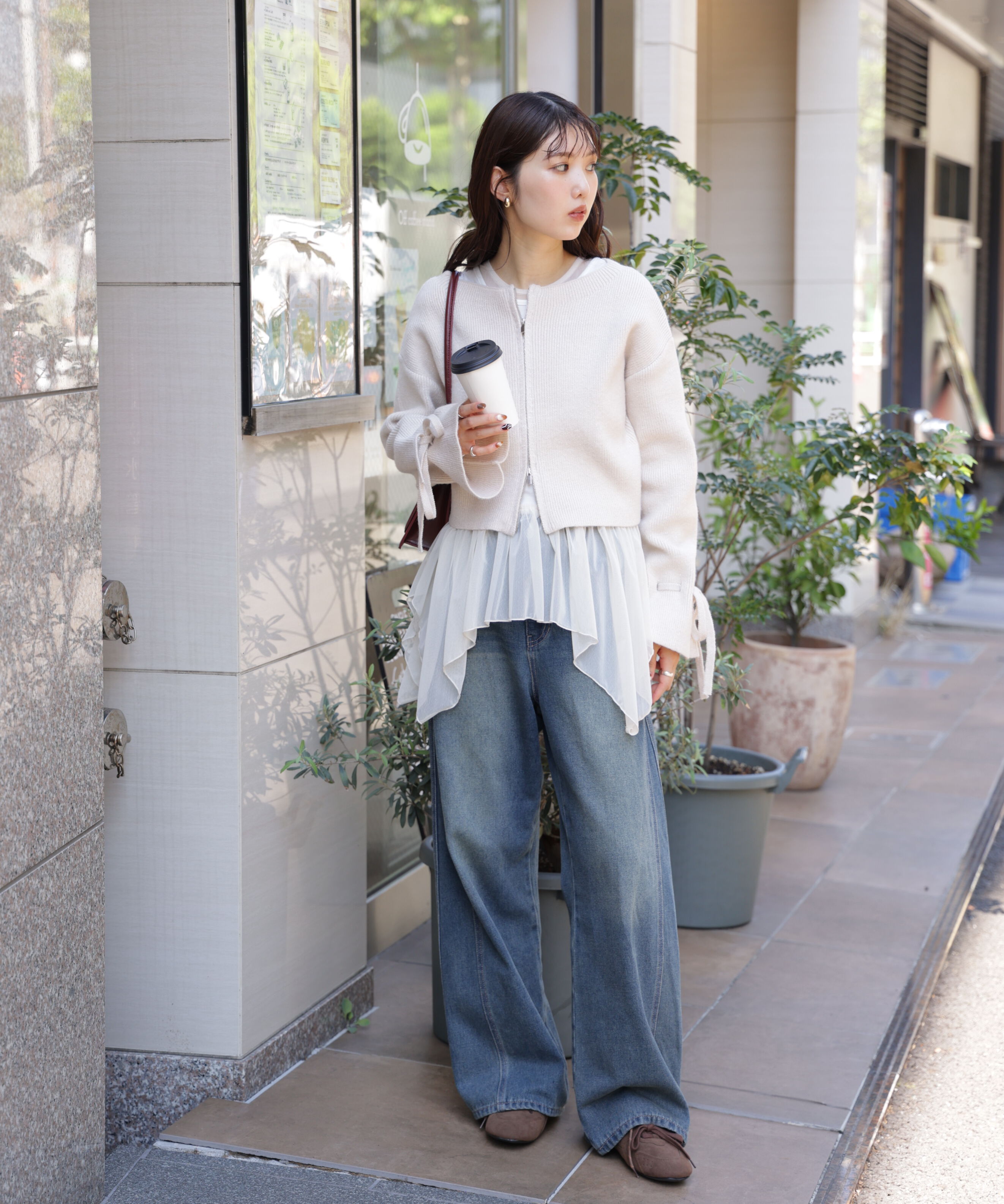  「ダブルジップキャンディスリーブカーディガン」|ニット・セーター|