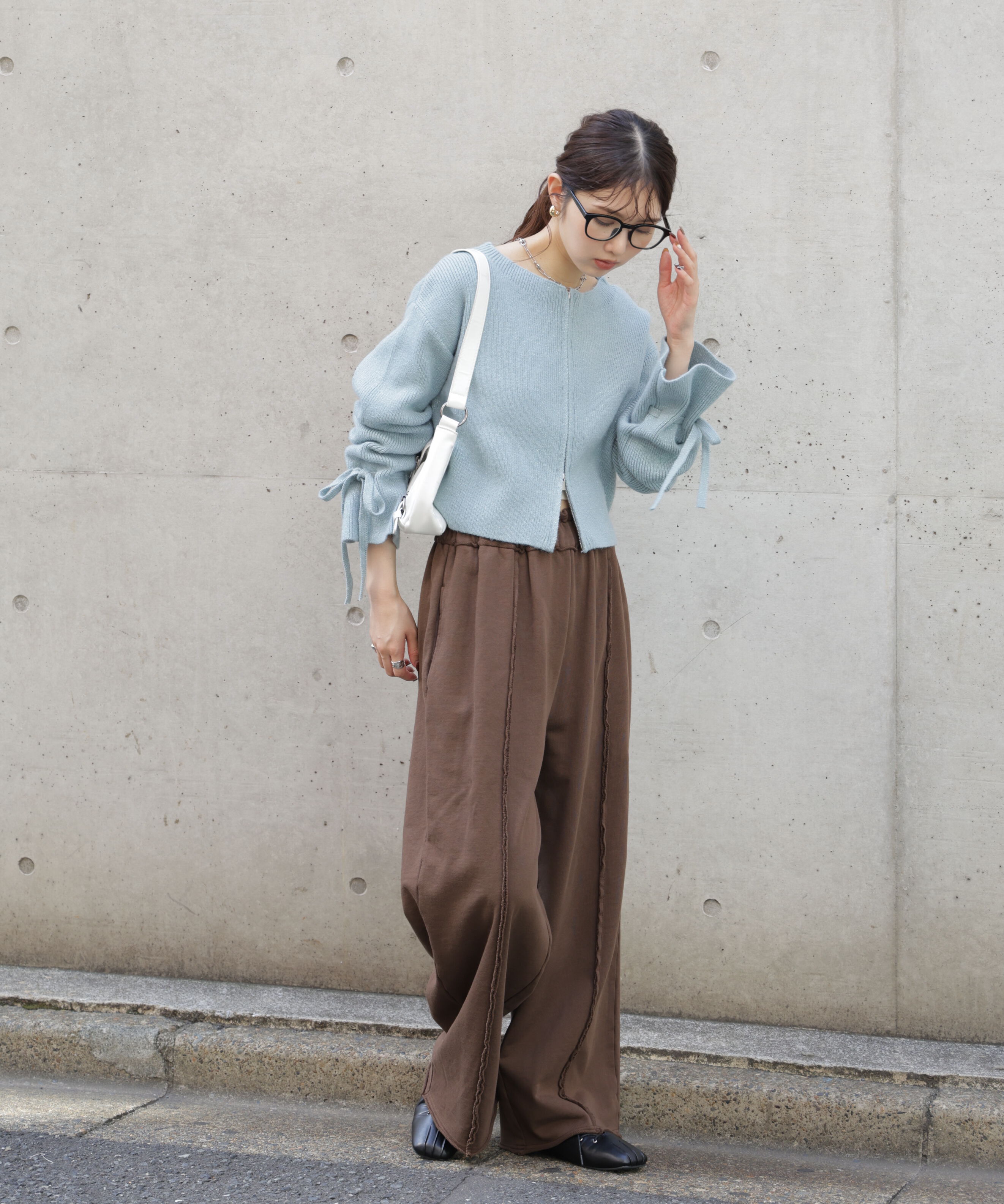  「ダブルジップキャンディスリーブカーディガン」|ニット・セーター|