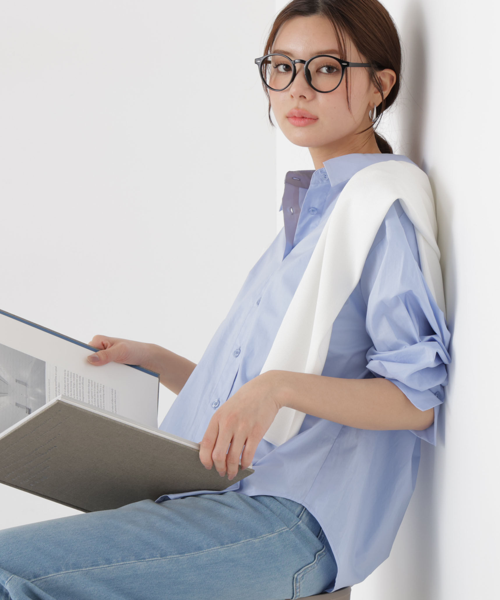 PROPORTION BODY DRESSING「〈a/mie〉オーバーシャツ　26SS」|シャツ・ブラウス|ブルー