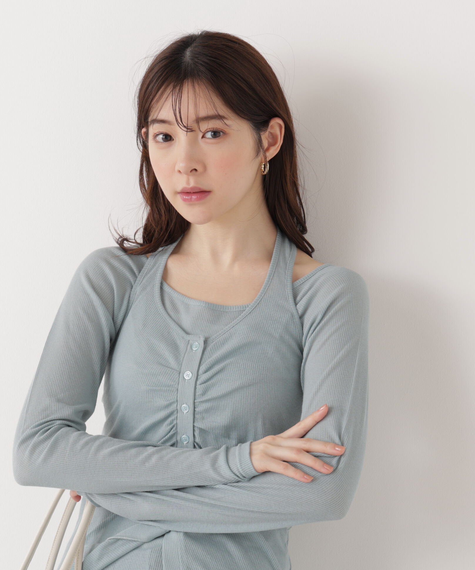 PROPORTION BODY DRESSING「〈a/mie〉ホルターネックカット SETUP　26SS」|Tシャツ・カットソー|ブルー