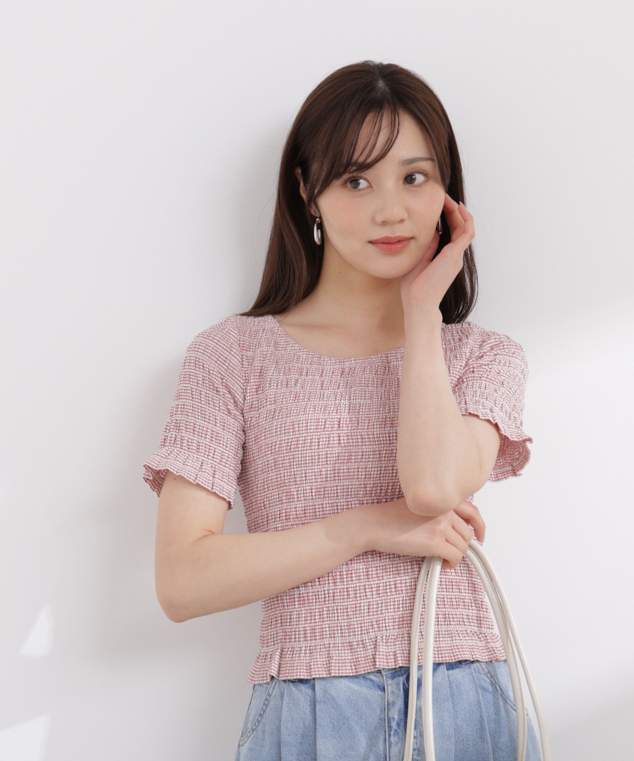 PROPORTION BODY DRESSING「バックオープンシャーリングトップス 26SS」|Tシャツ・カットソー|ピンク&times;ホワイ