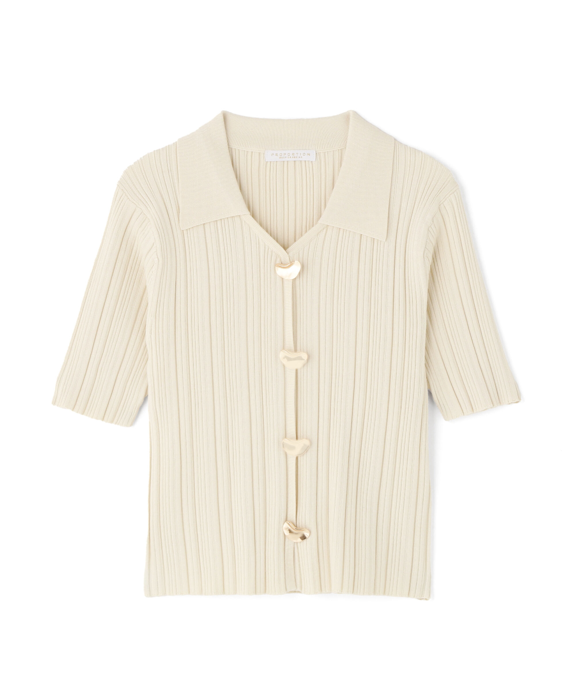 PROPORTION BODY DRESSING「衿付きランダムリブニット 26SS」|ニット・セーター|