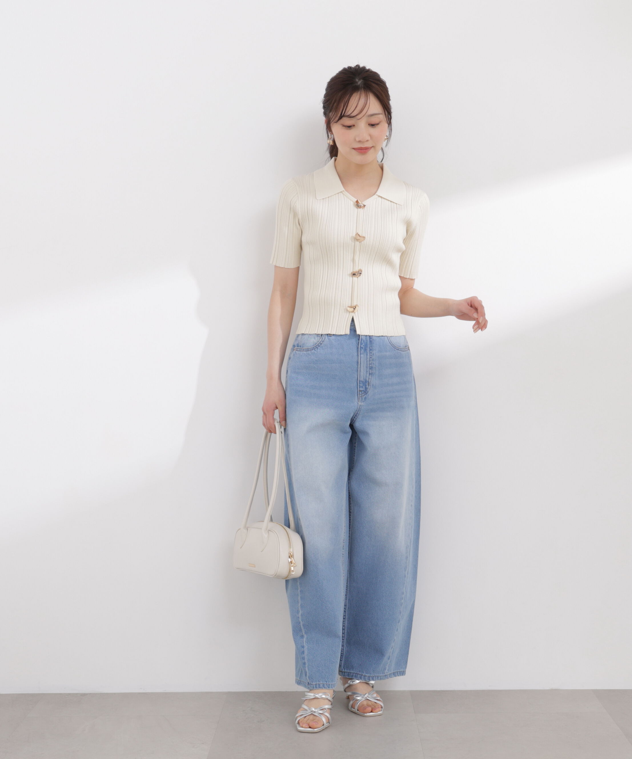 PROPORTION BODY DRESSING「衿付きランダムリブニット 26SS」|ニット・セーター|