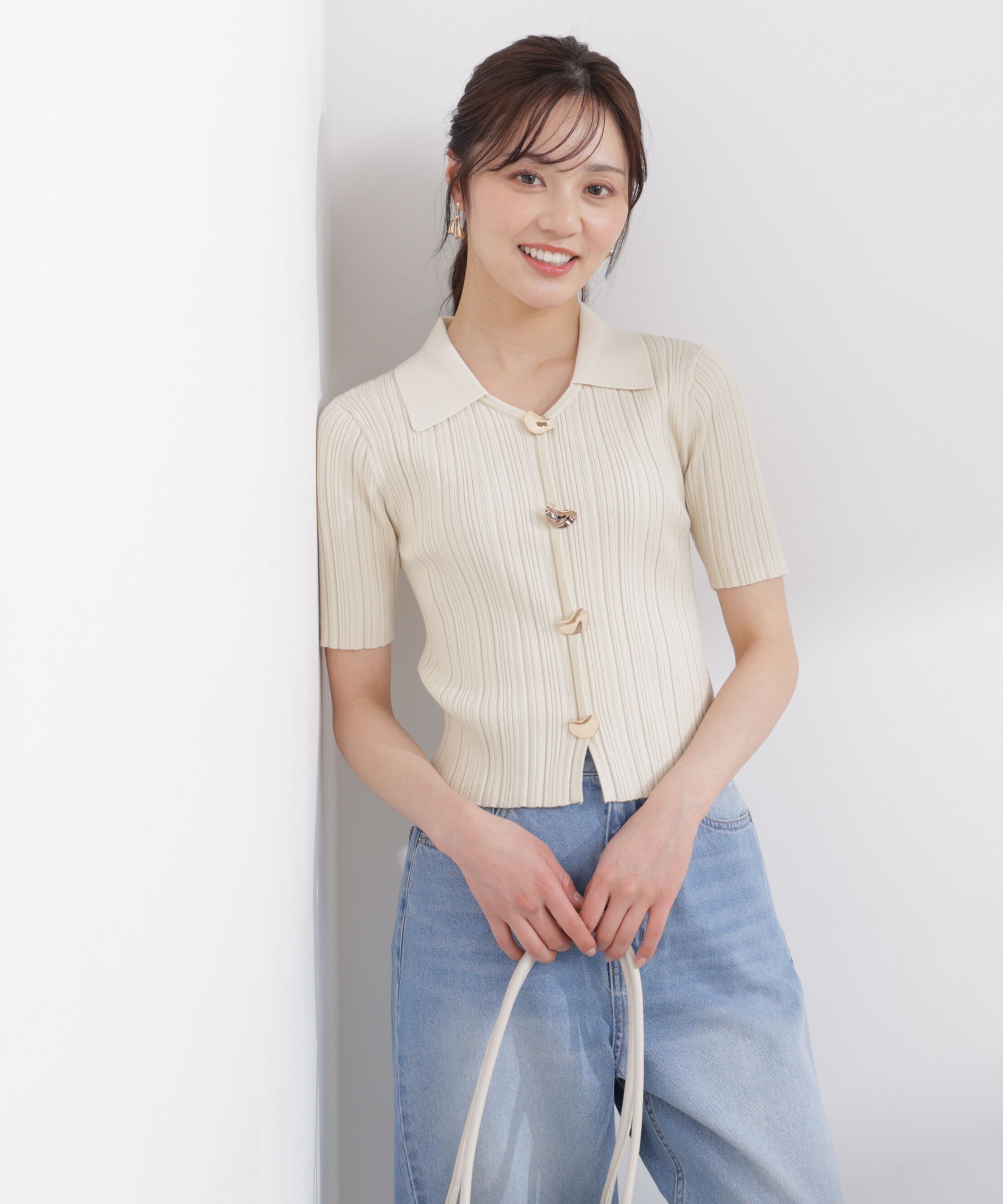 PROPORTION BODY DRESSING「衿付きランダムリブニット 26SS」|ニット・セーター|