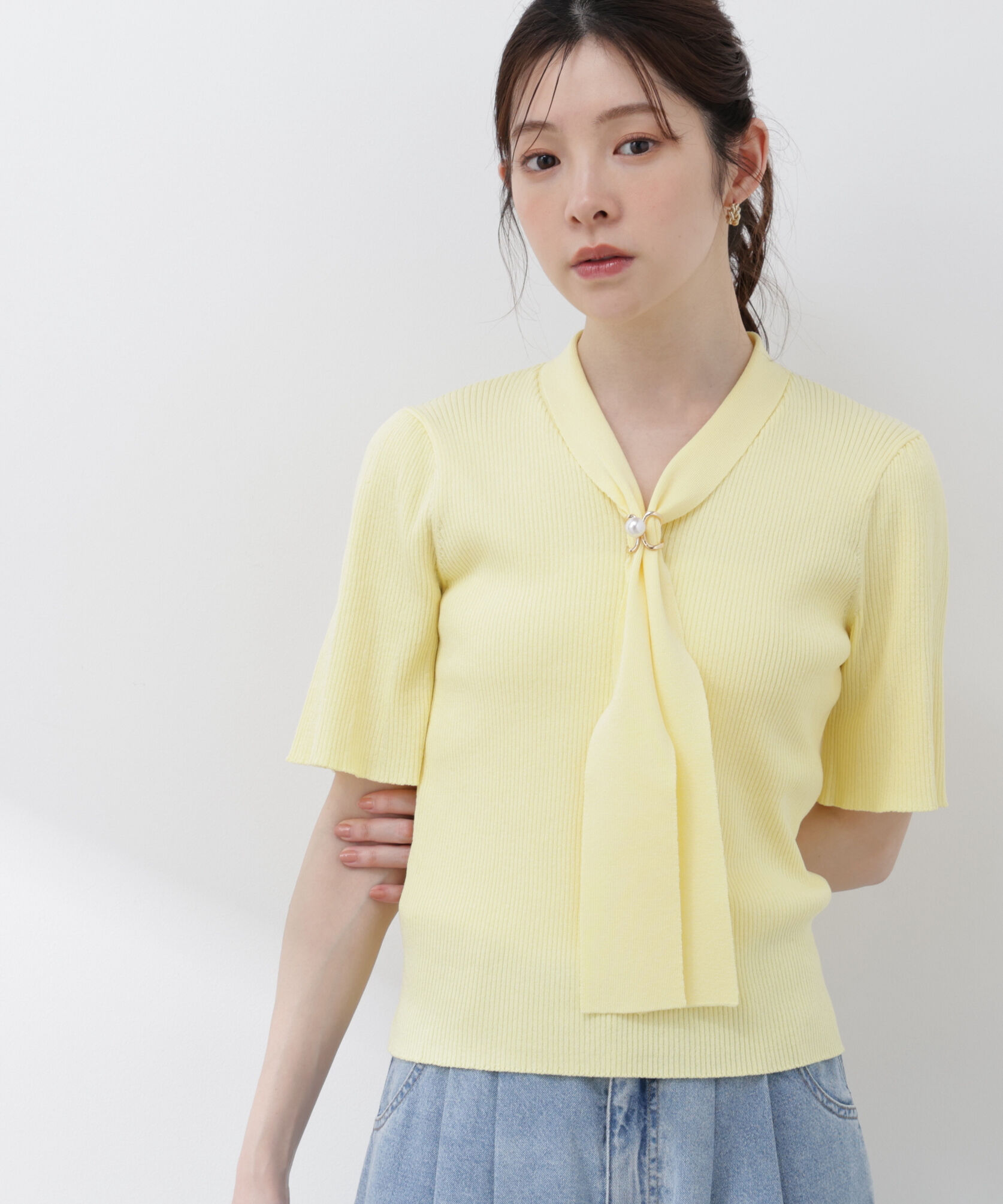 PROPORTION BODY DRESSING「3wayタイ付きニット 26SS」|ニット・セーター|イエロー