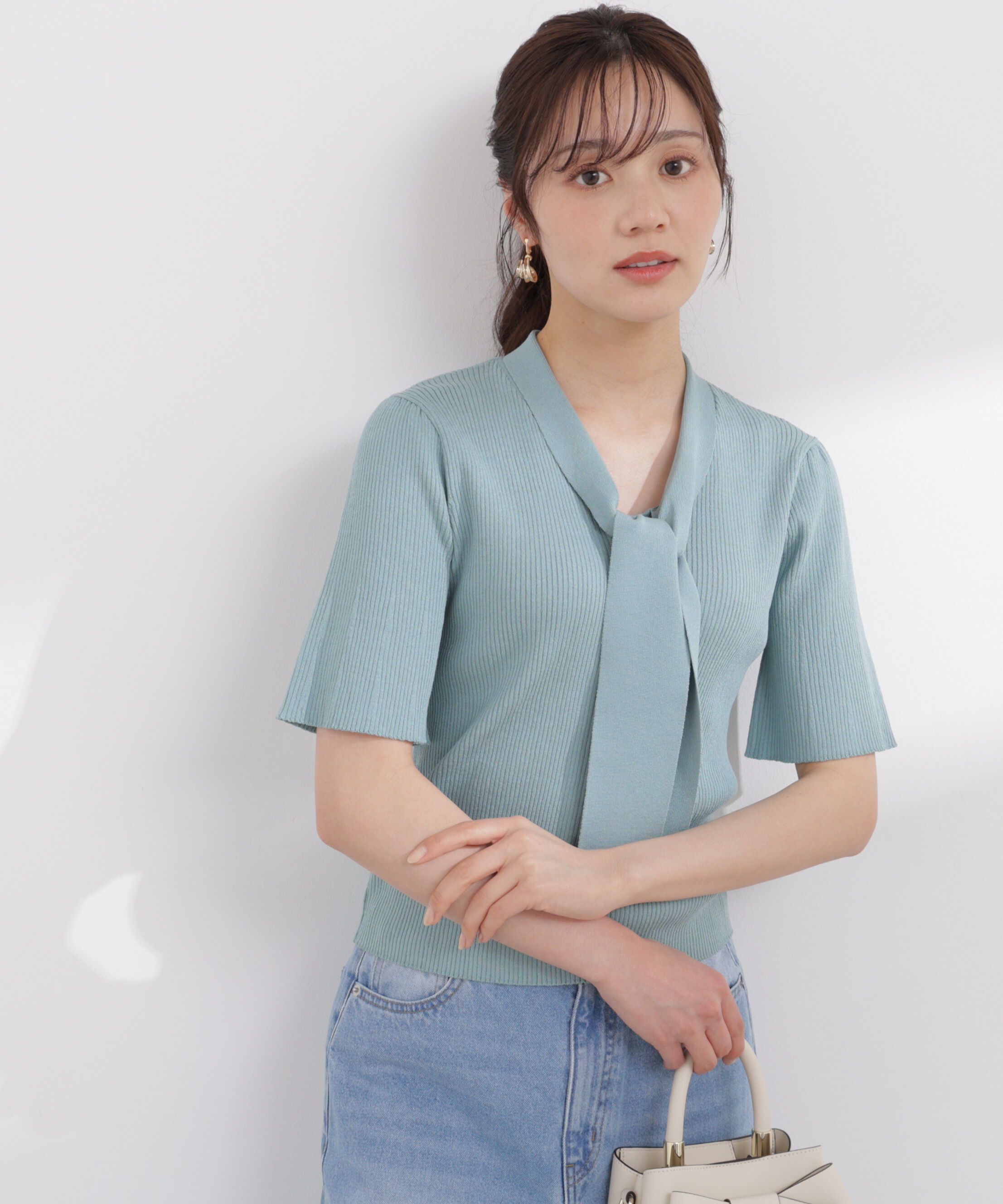 PROPORTION BODY DRESSING「3wayタイ付きニット 26SS」|ニット・セーター|グリーン