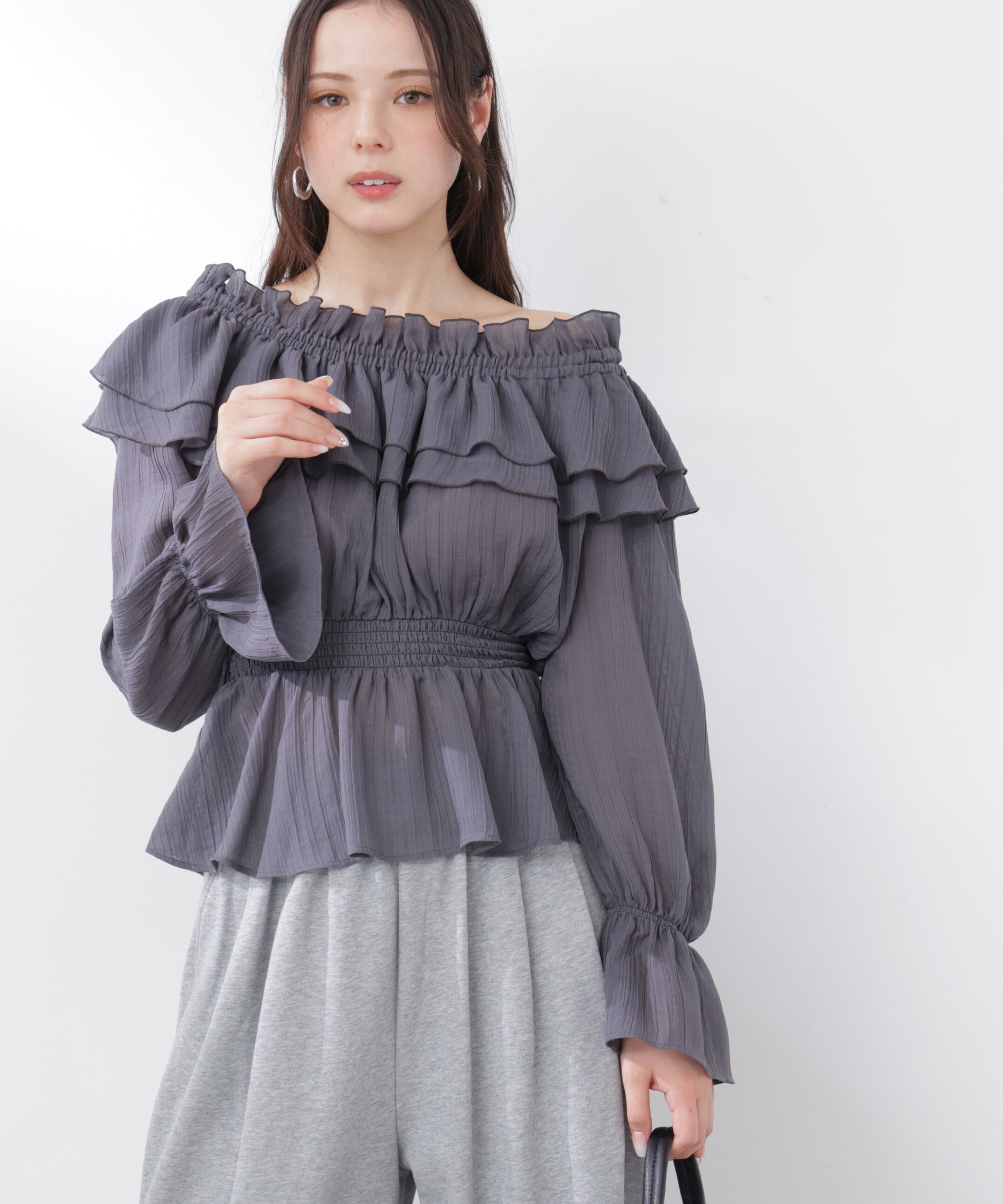 PROPORTION BODY DRESSING「<ｳｫｯｼｬﾌﾞﾙ>《EDIT COLOGNE》ｵﾌｼｮﾙｼｱｰｼｬｰﾘﾝｸﾞﾌﾞﾗ  」|シャツ・ブラウス|チャコール2