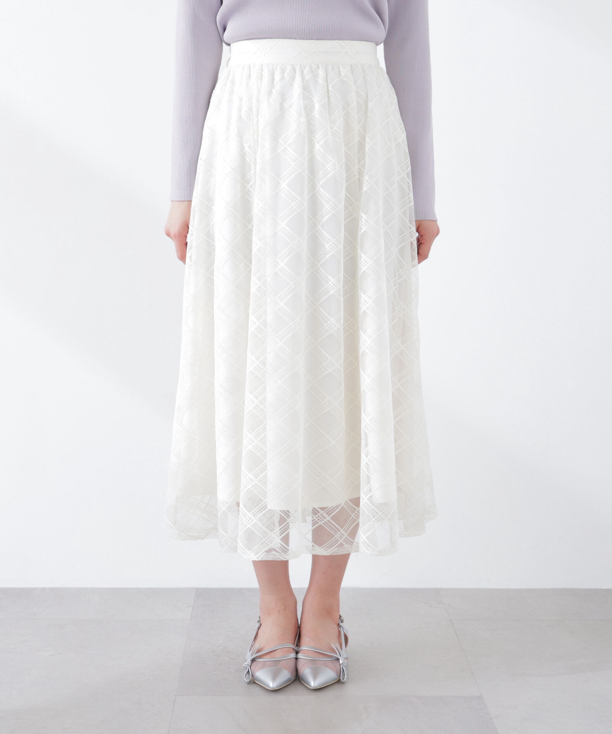 PROPORTION BODY DRESSING「シアーチェックフレアスカート　26SS」|スカート|