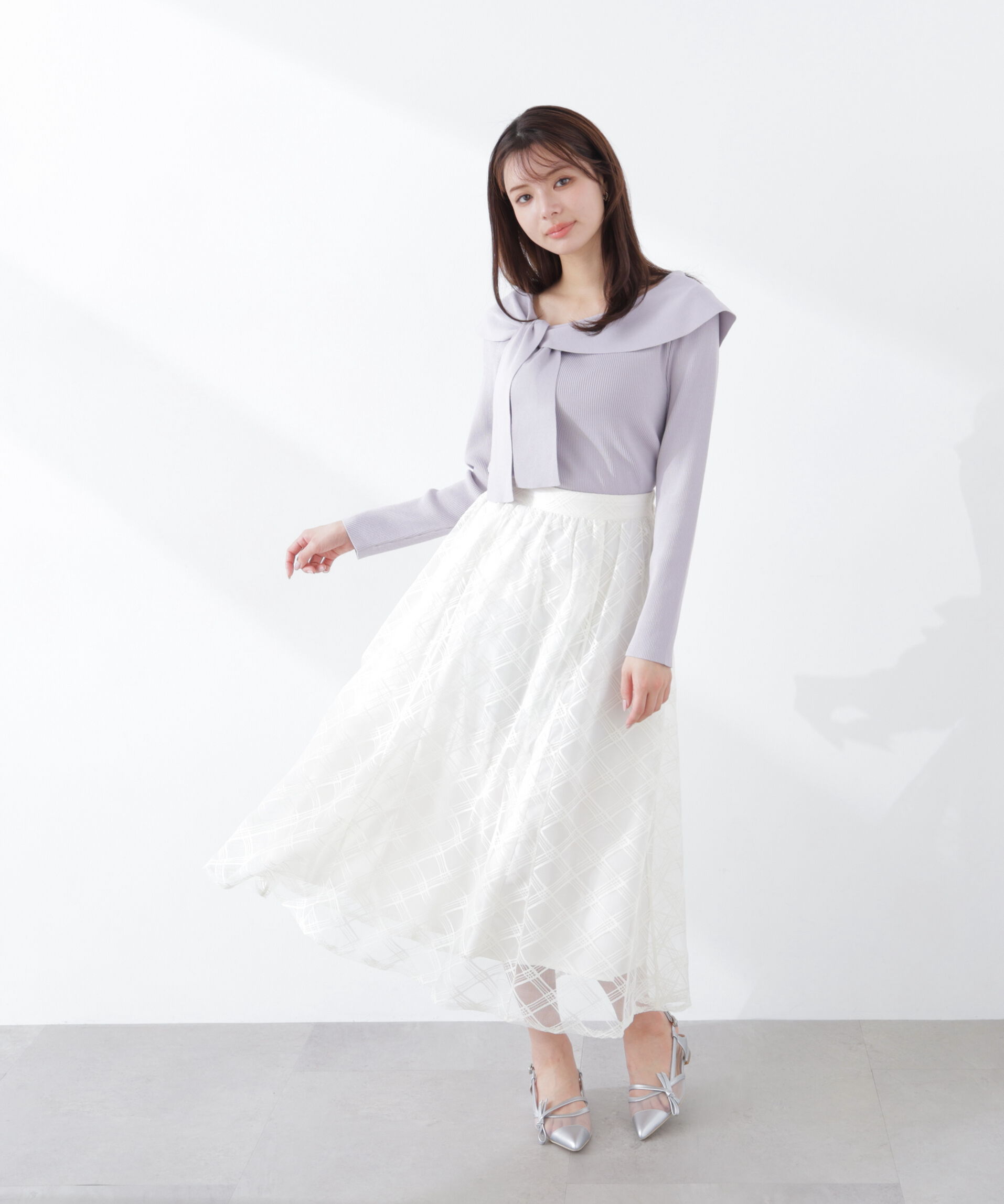 PROPORTION BODY DRESSING「シアーチェックフレアスカート　26SS」|スカート|