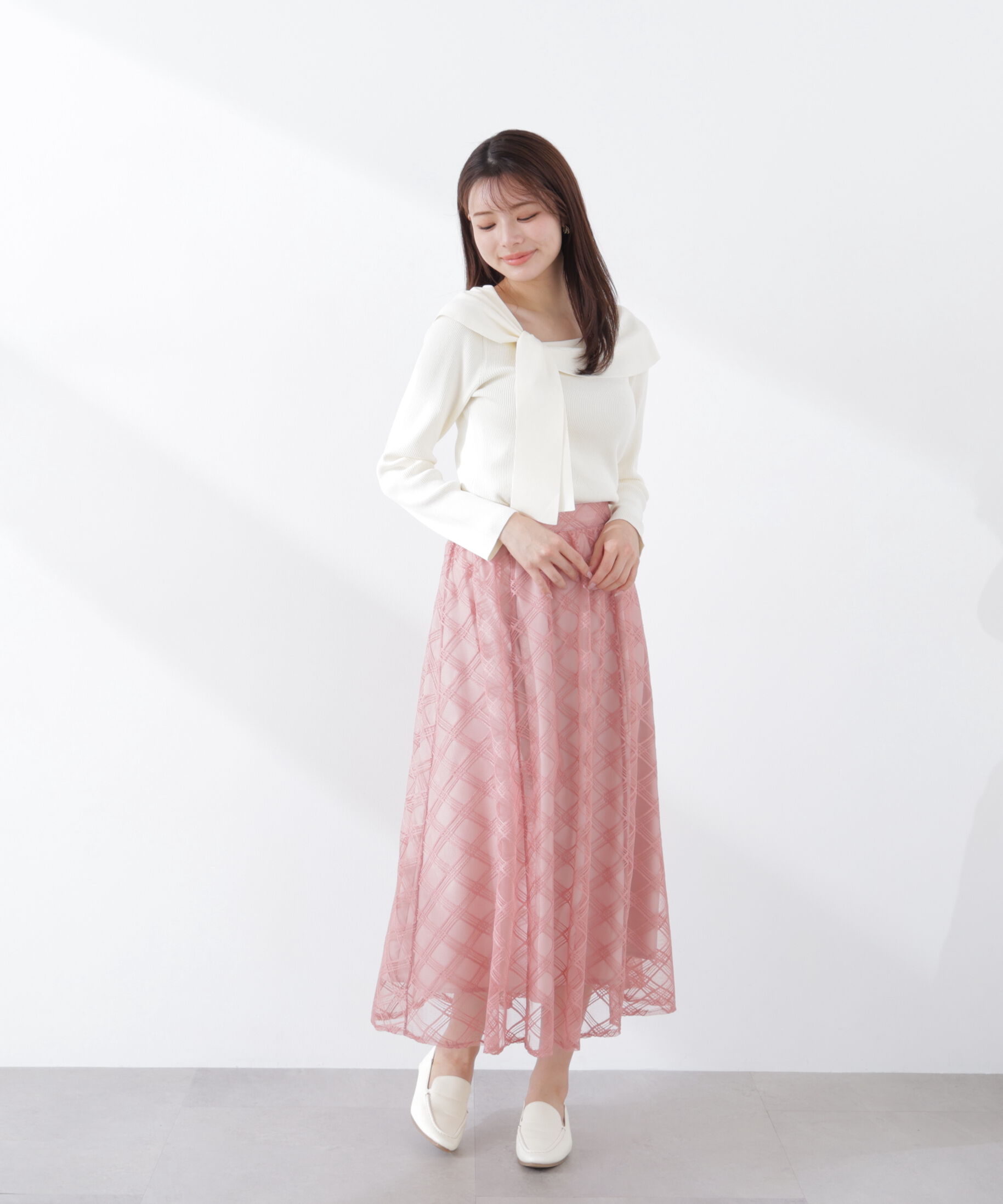 PROPORTION BODY DRESSING「シアーチェックフレアスカート　26SS」|スカート|