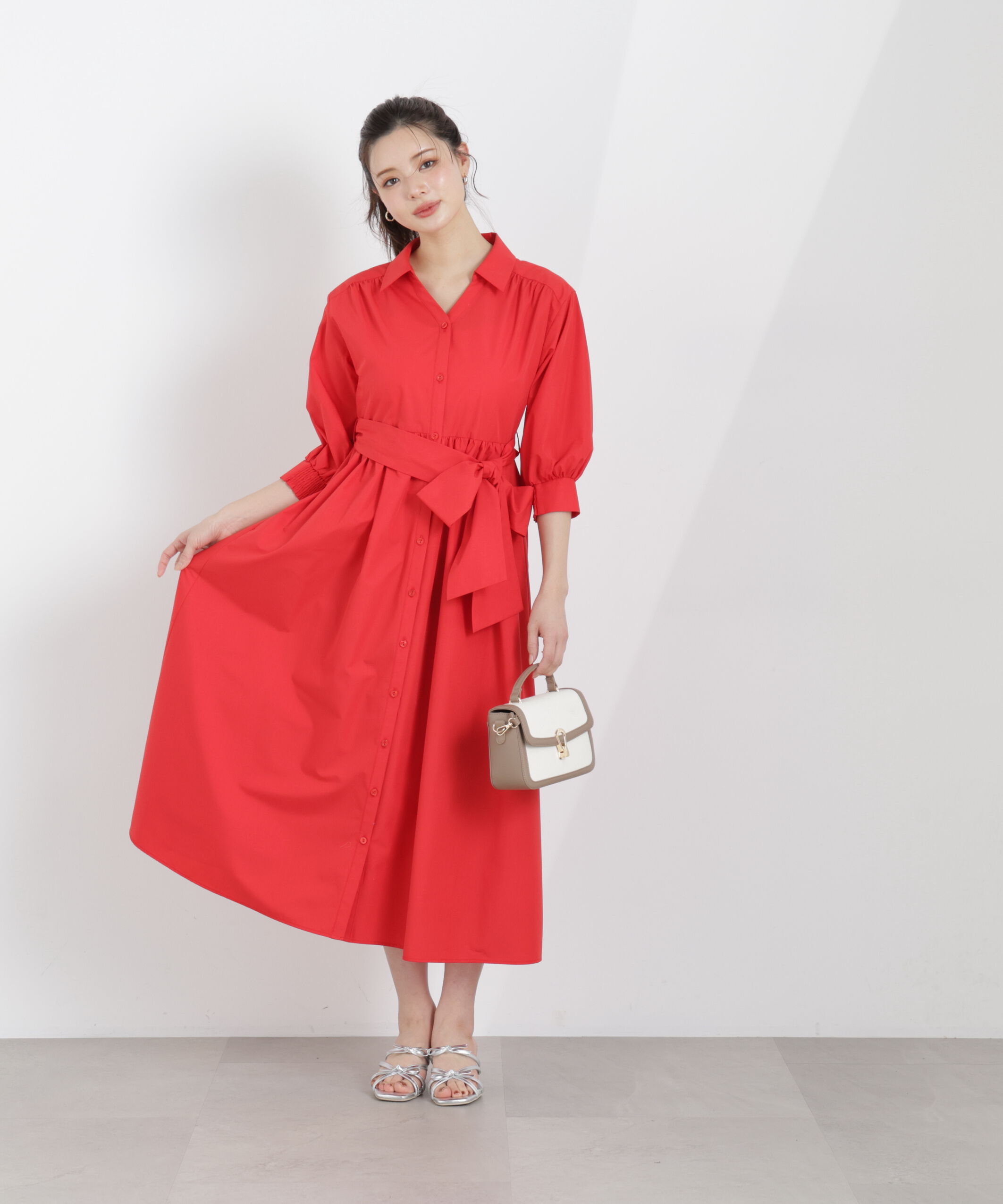 PROPORTION BODY DRESSING「リボン付きシャツワンピース　26SS」|ワンピース|