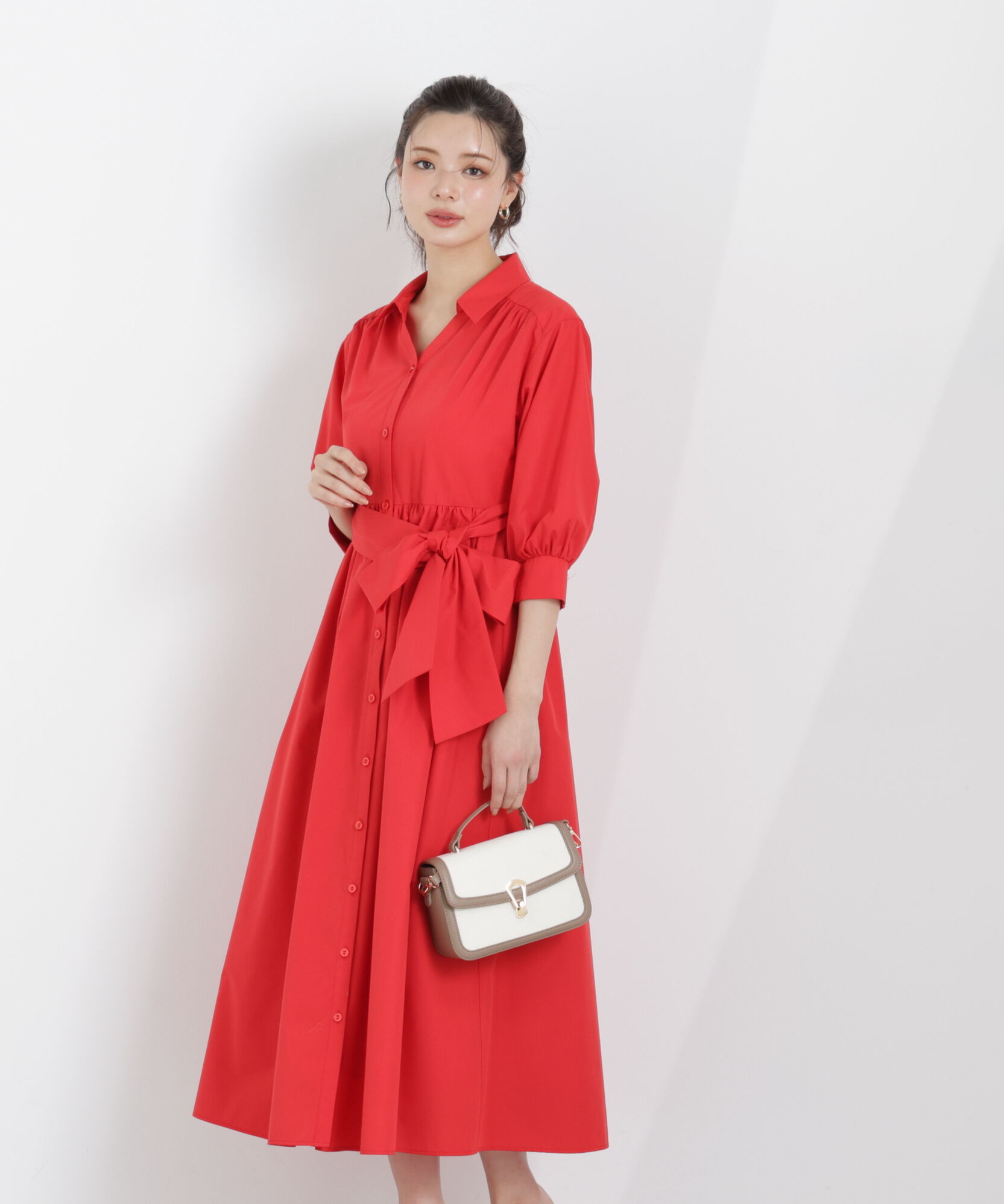 PROPORTION BODY DRESSING「リボン付きシャツワンピース　26SS」|ワンピース|