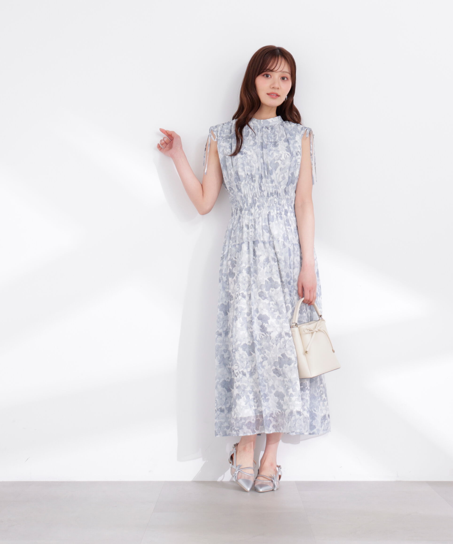 PROPORTION BODY DRESSING「2wayスリーブ花柄シャーリングワンピース 26SS」|ワンピース|