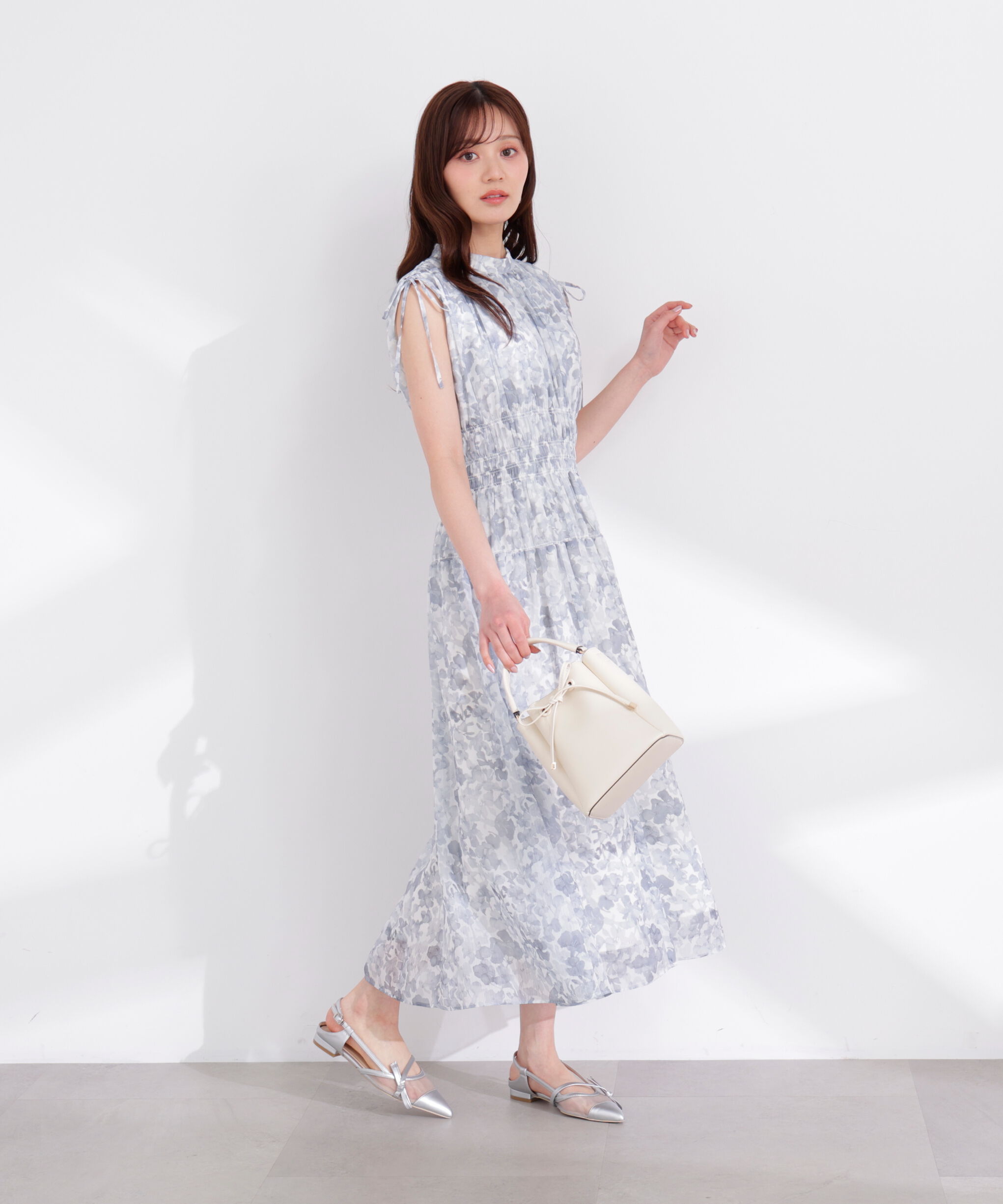 PROPORTION BODY DRESSING「2wayスリーブ花柄シャーリングワンピース 26SS」|ワンピース|