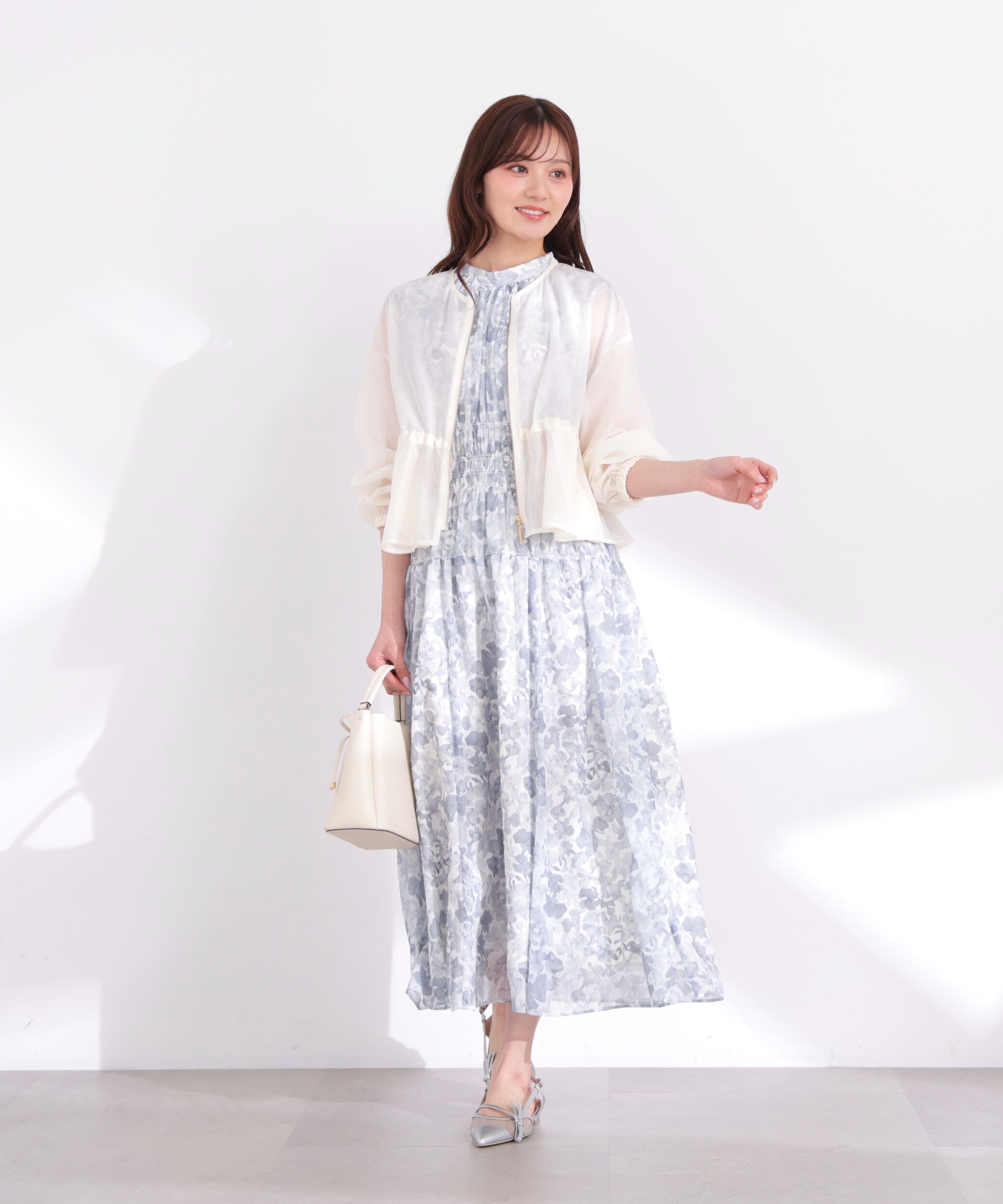 PROPORTION BODY DRESSING「2wayスリーブ花柄シャーリングワンピース 26SS」|ワンピース|