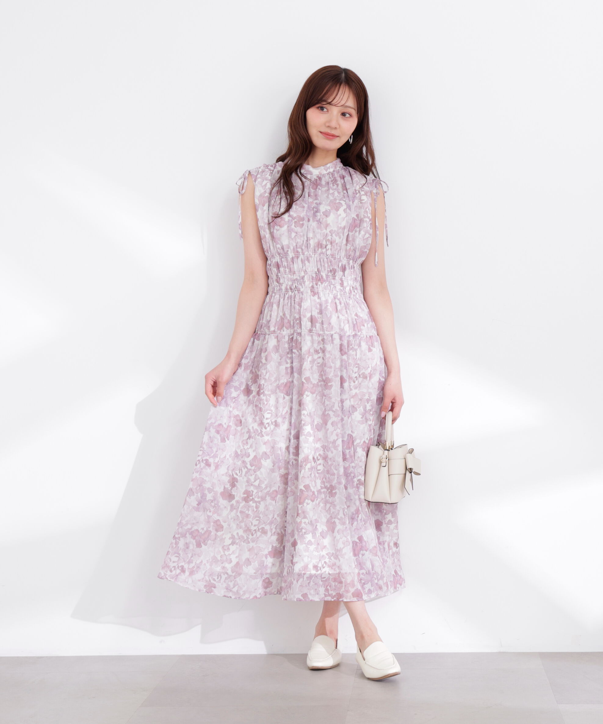 PROPORTION BODY DRESSING「2wayスリーブ花柄シャーリングワンピース 26SS」|ワンピース|