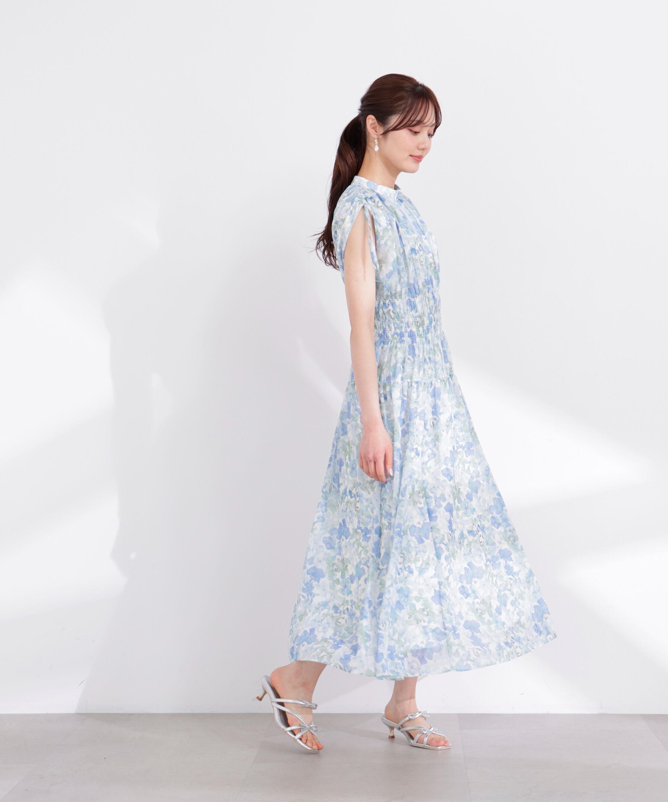 PROPORTION BODY DRESSING「2wayスリーブ花柄シャーリングワンピース 26SS」|ワンピース|