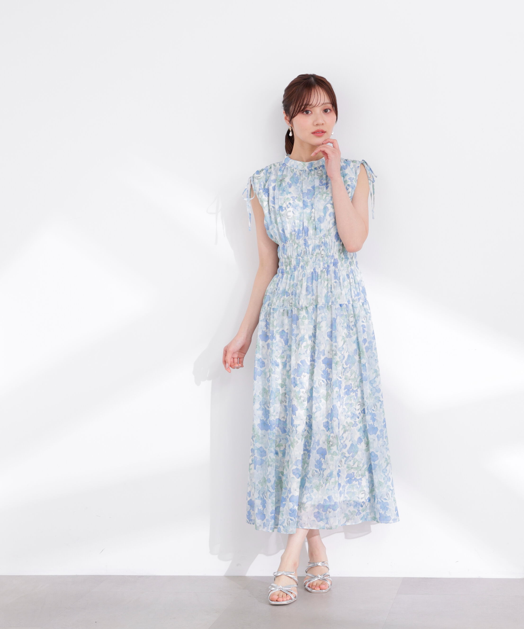 PROPORTION BODY DRESSING「2wayスリーブ花柄シャーリングワンピース 26SS」|ワンピース|