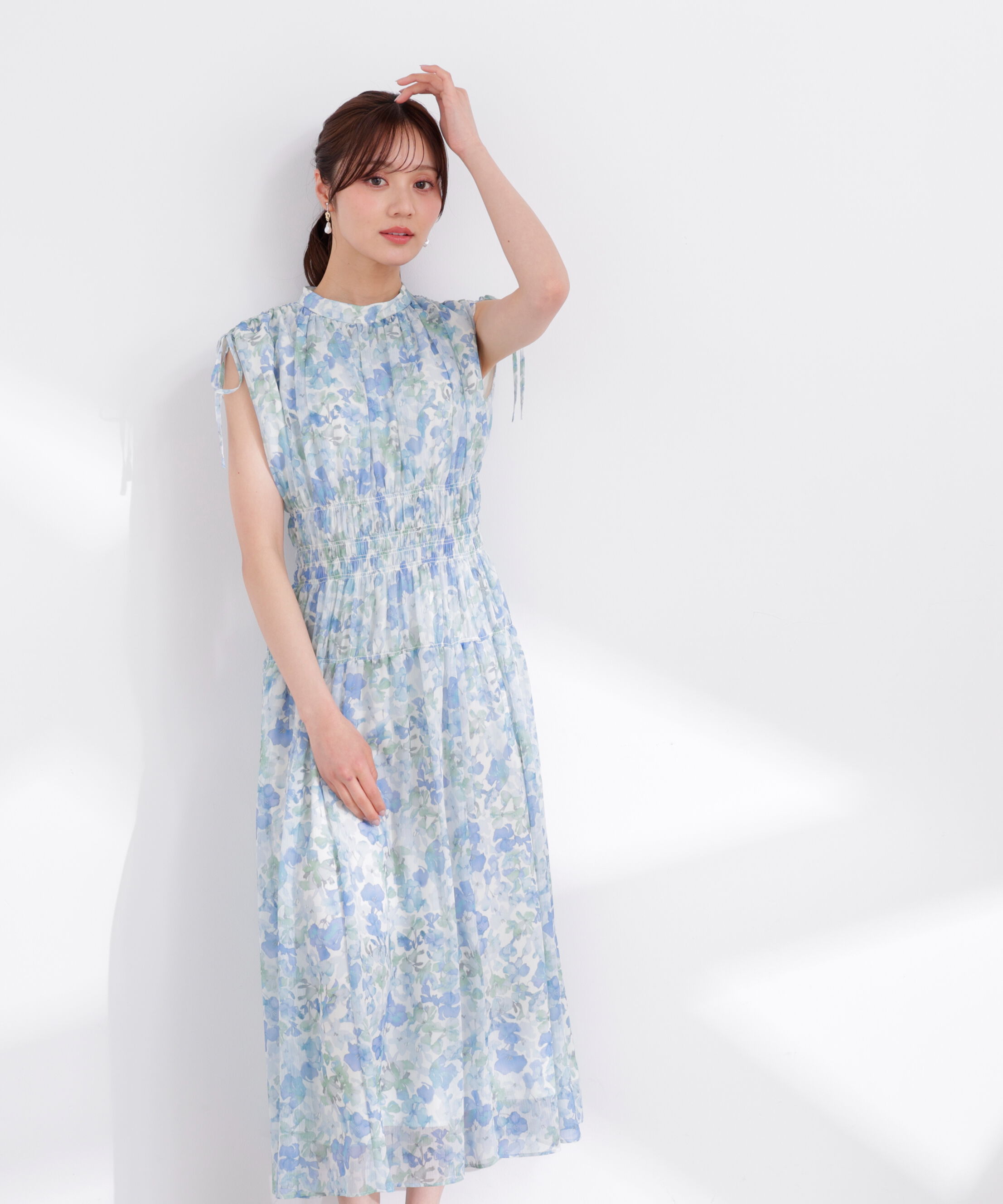 PROPORTION BODY DRESSING「2wayスリーブ花柄シャーリングワンピース 26SS」|ワンピース|