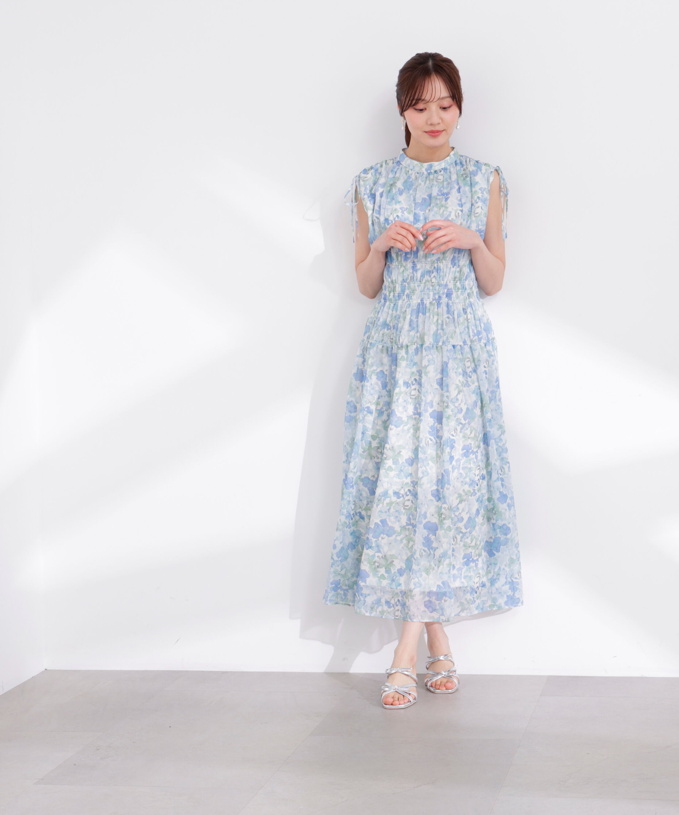 PROPORTION BODY DRESSING「2wayスリーブ花柄シャーリングワンピース 26SS」|ワンピース|