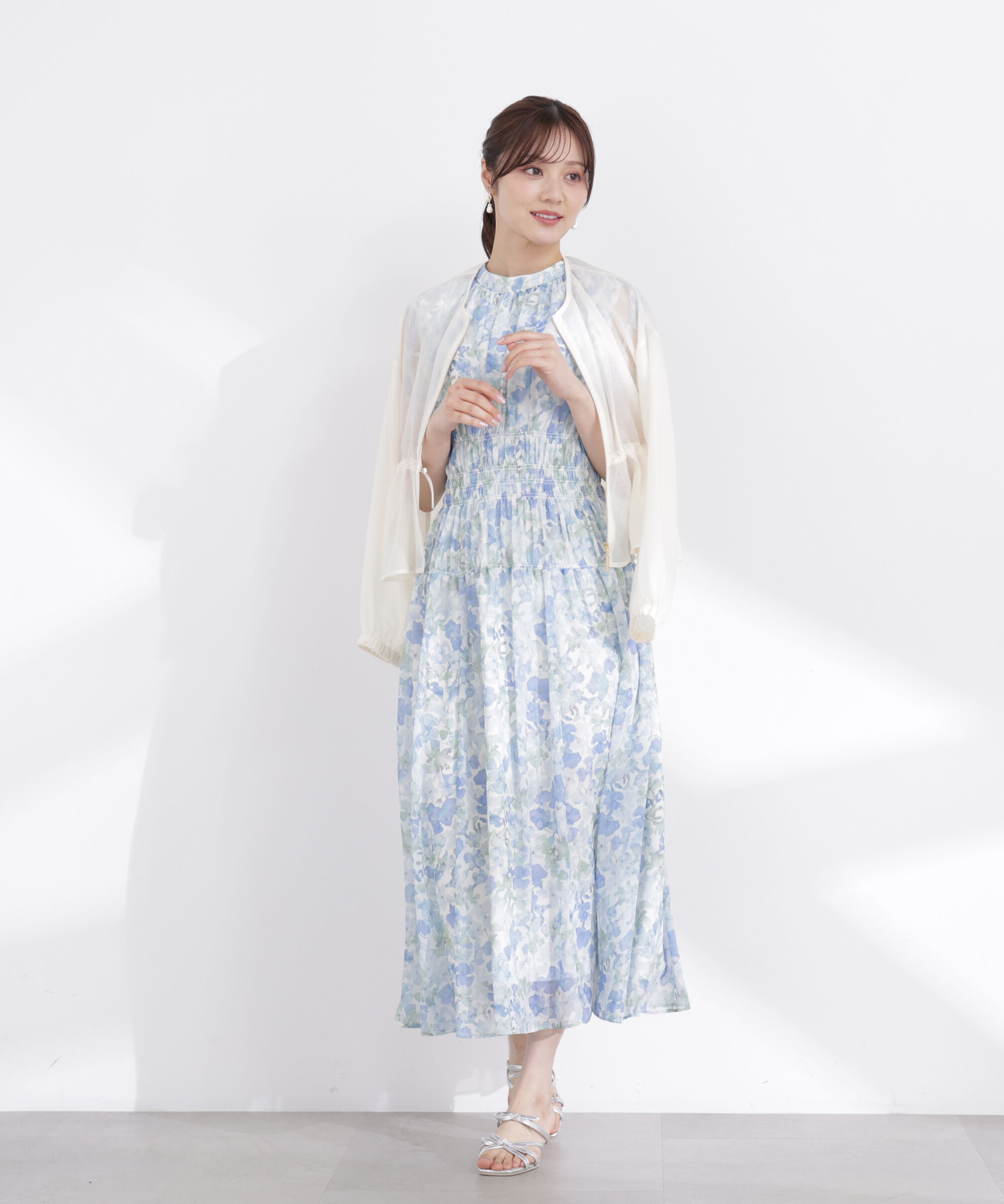 PROPORTION BODY DRESSING「2wayスリーブ花柄シャーリングワンピース 26SS」|ワンピース|