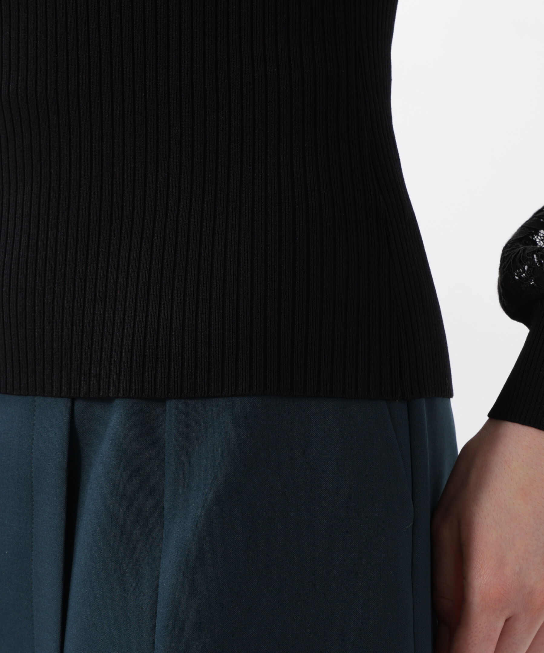  「◆レースコンビモックネックニットプルオーバー」|ニット・セーター|