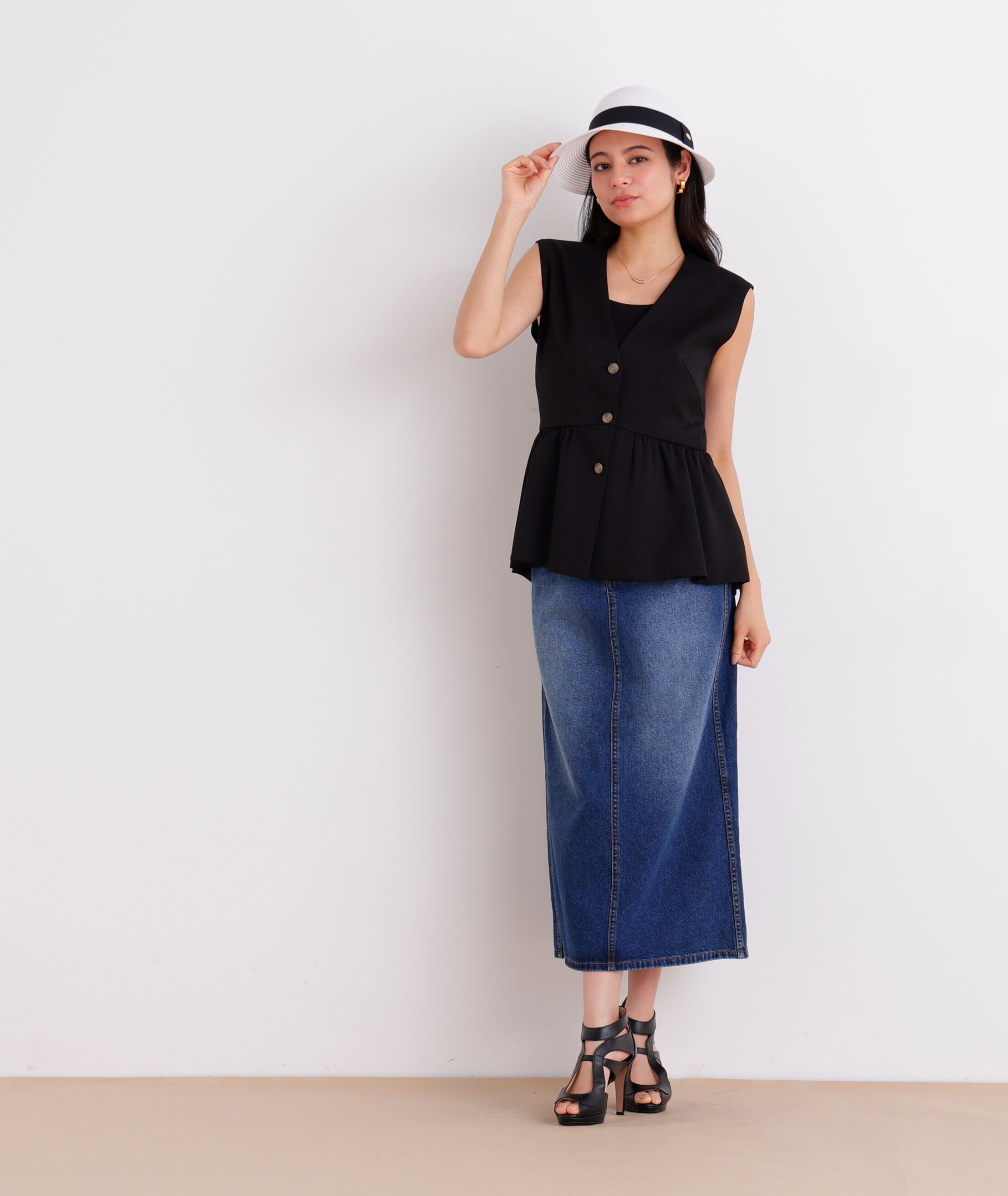  「［美香さん着用］スラブ調ペプラムブラウス」|シャツ・ブラウス|