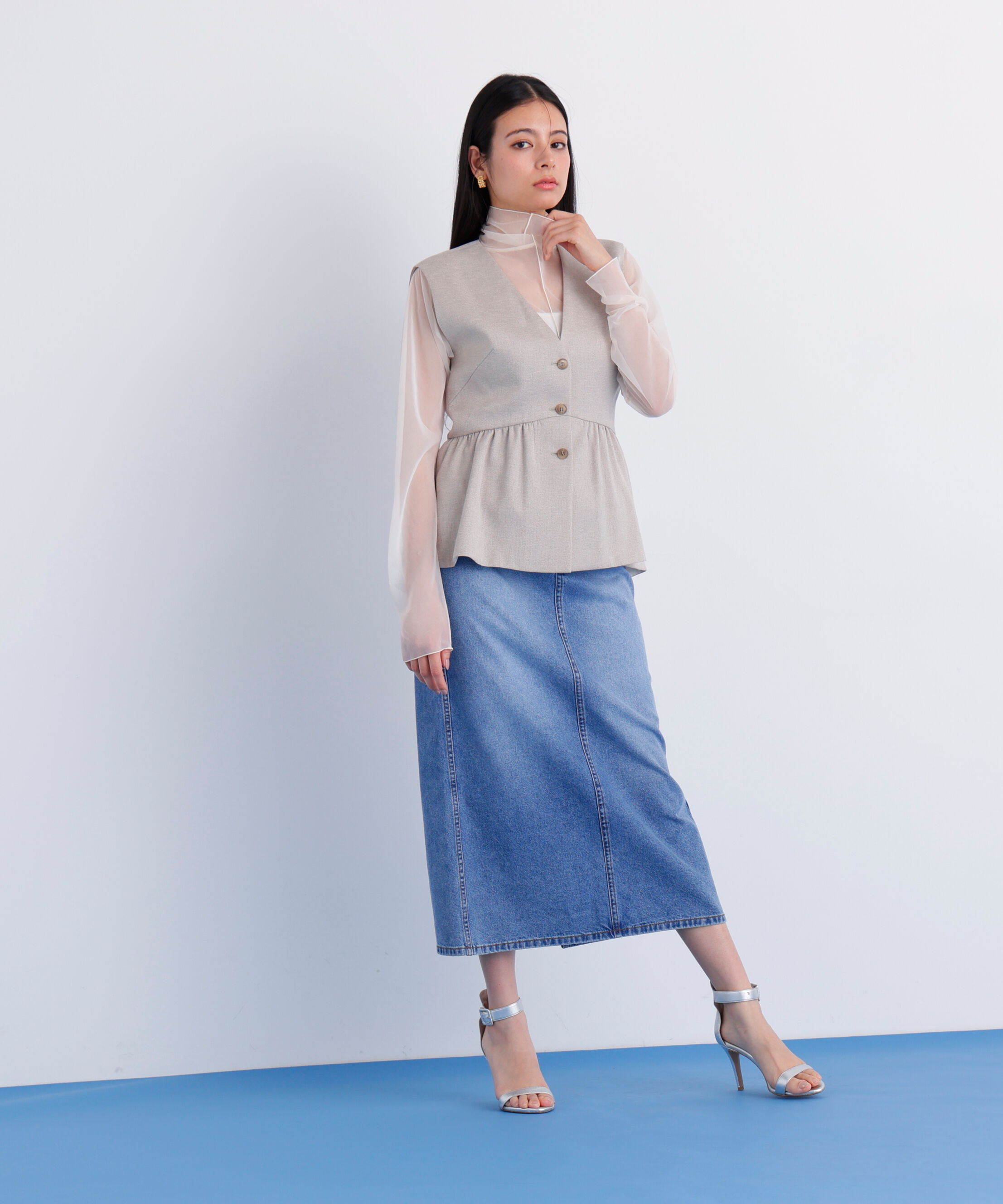  「［美香さん着用］スラブ調ペプラムブラウス」|シャツ・ブラウス|