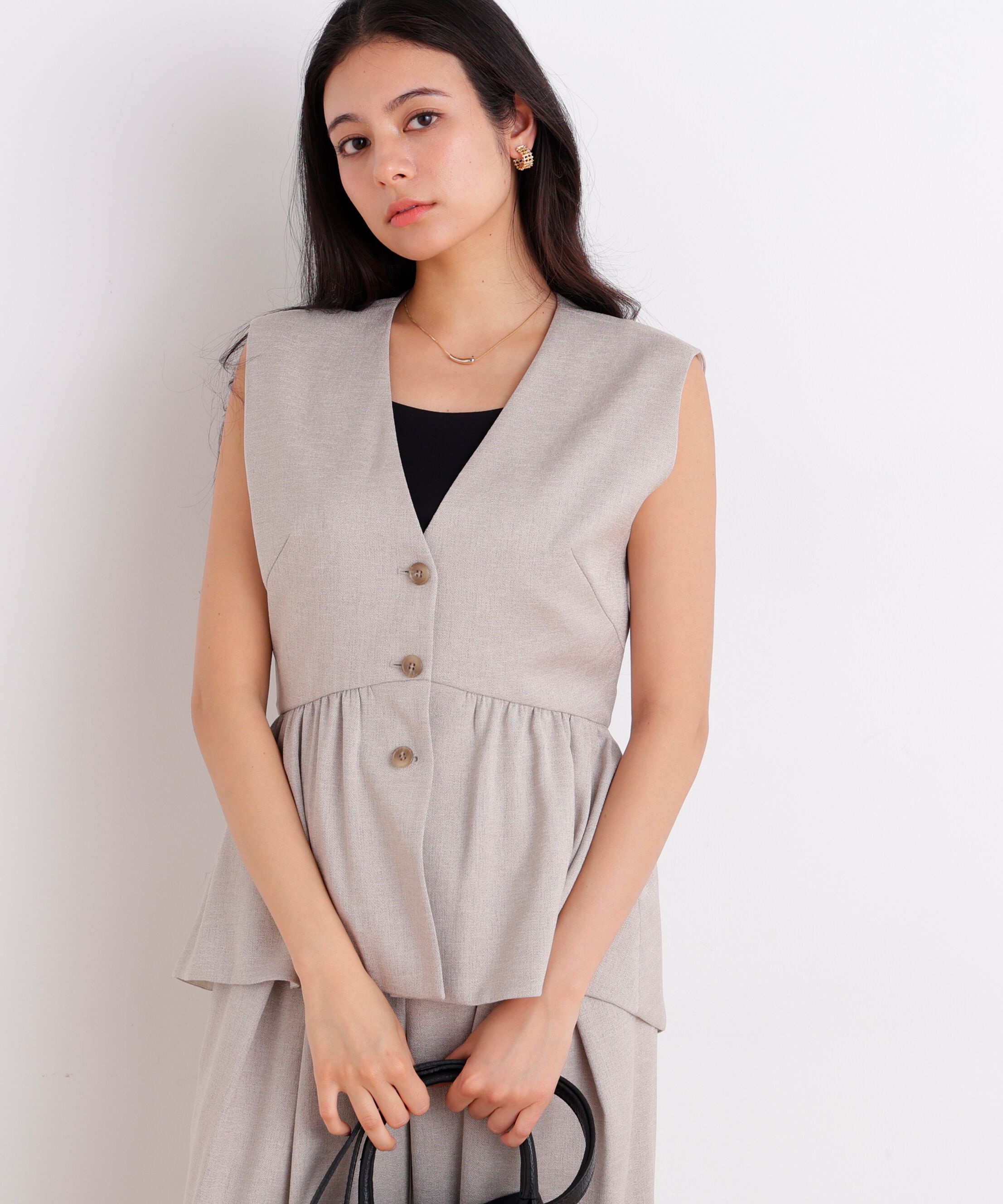  「［美香さん着用］スラブ調ペプラムブラウス」|シャツ・ブラウス|