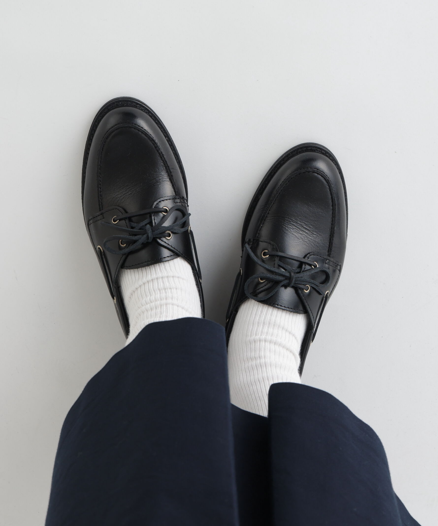  「◆レザーデッキシューズ」|その他|ブラック