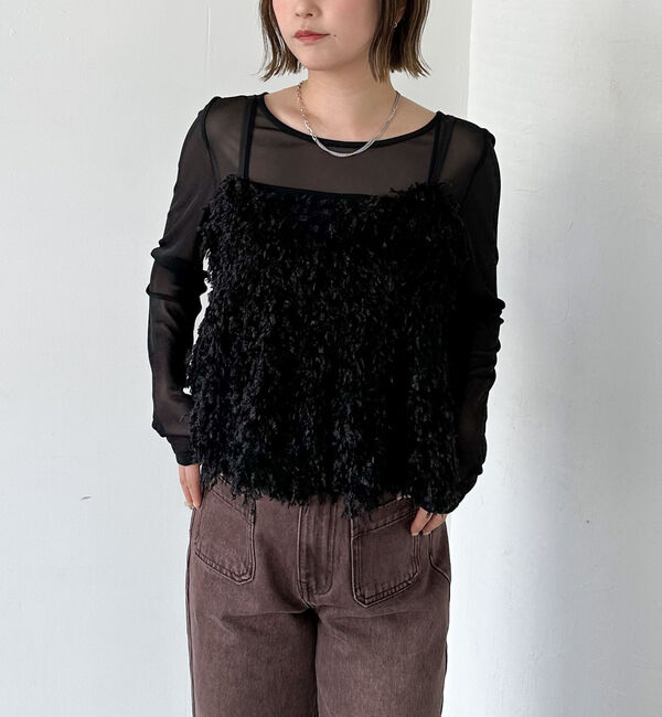 archives「カットフェザービスチェ&times;シアーカットＴＯＰＳＳＥＴ」|カーディガン|