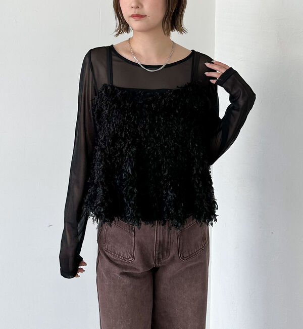 archives「カットフェザービスチェ&times;シアーカットＴＯＰＳＳＥＴ」|カーディガン|