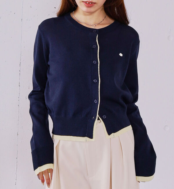 archives「【ＯＮかわ】配色レイヤードニットカーディガン」|カーディガン|NAVY