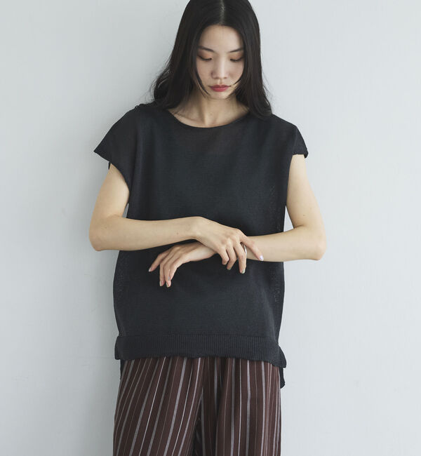 Doux archives「ペーパーライクフレンチスリーブニット」|ニット・セーター|