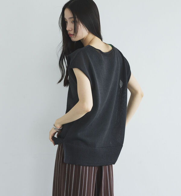 Doux archives「ペーパーライクフレンチスリーブニット」|ニット・セーター|