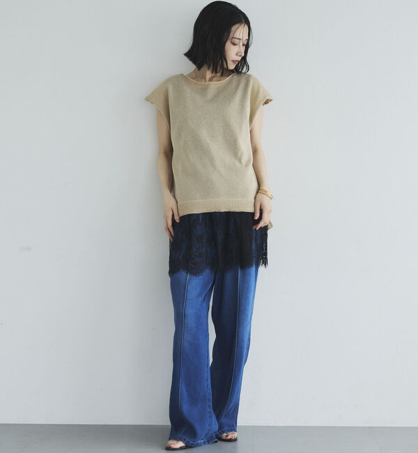 Doux archives「ペーパーライクフレンチスリーブニット」|ニット・セーター|