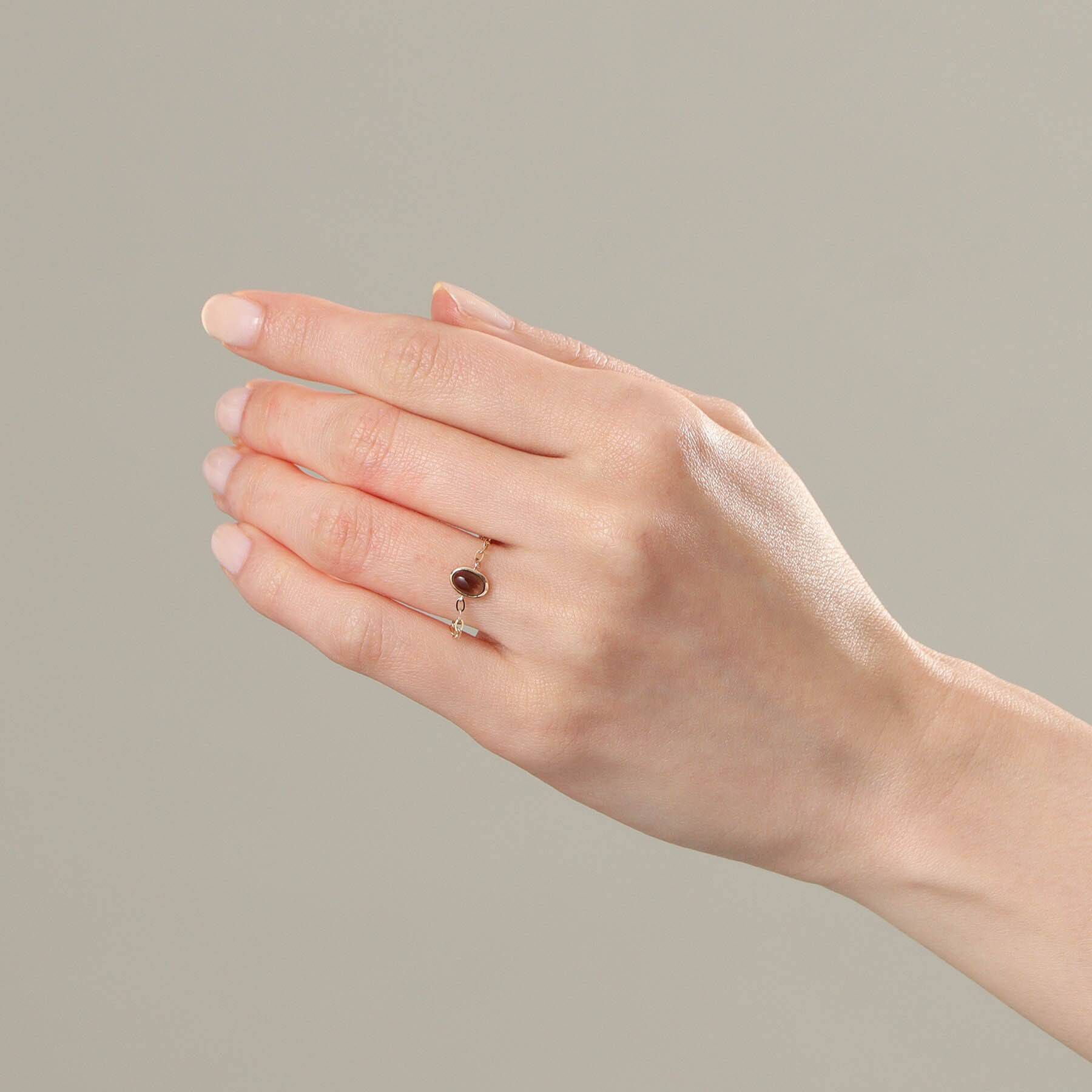 COCOSHNIK「【WEB限定】K10スモーキークォーツ チェーンリング」|リング|