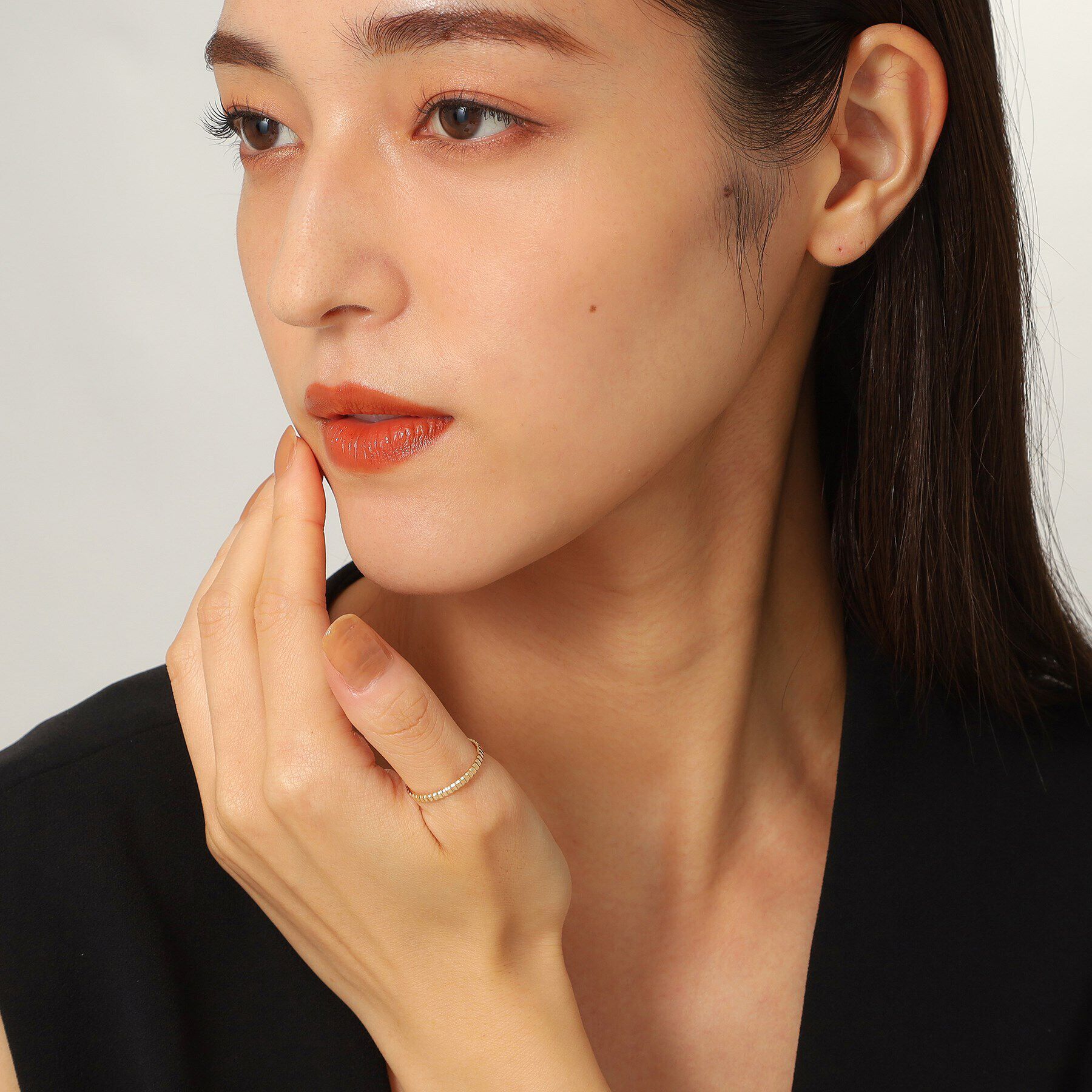 COCOSHNIK「K10ガドルーンカット細 リング大（16号）」|リング|