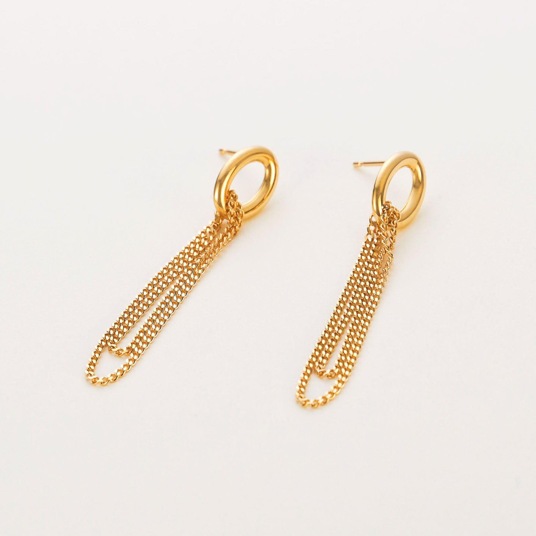 COCOSHNIK「K10中空オーバルフックチェーン スタッドピアス」|ピアス|