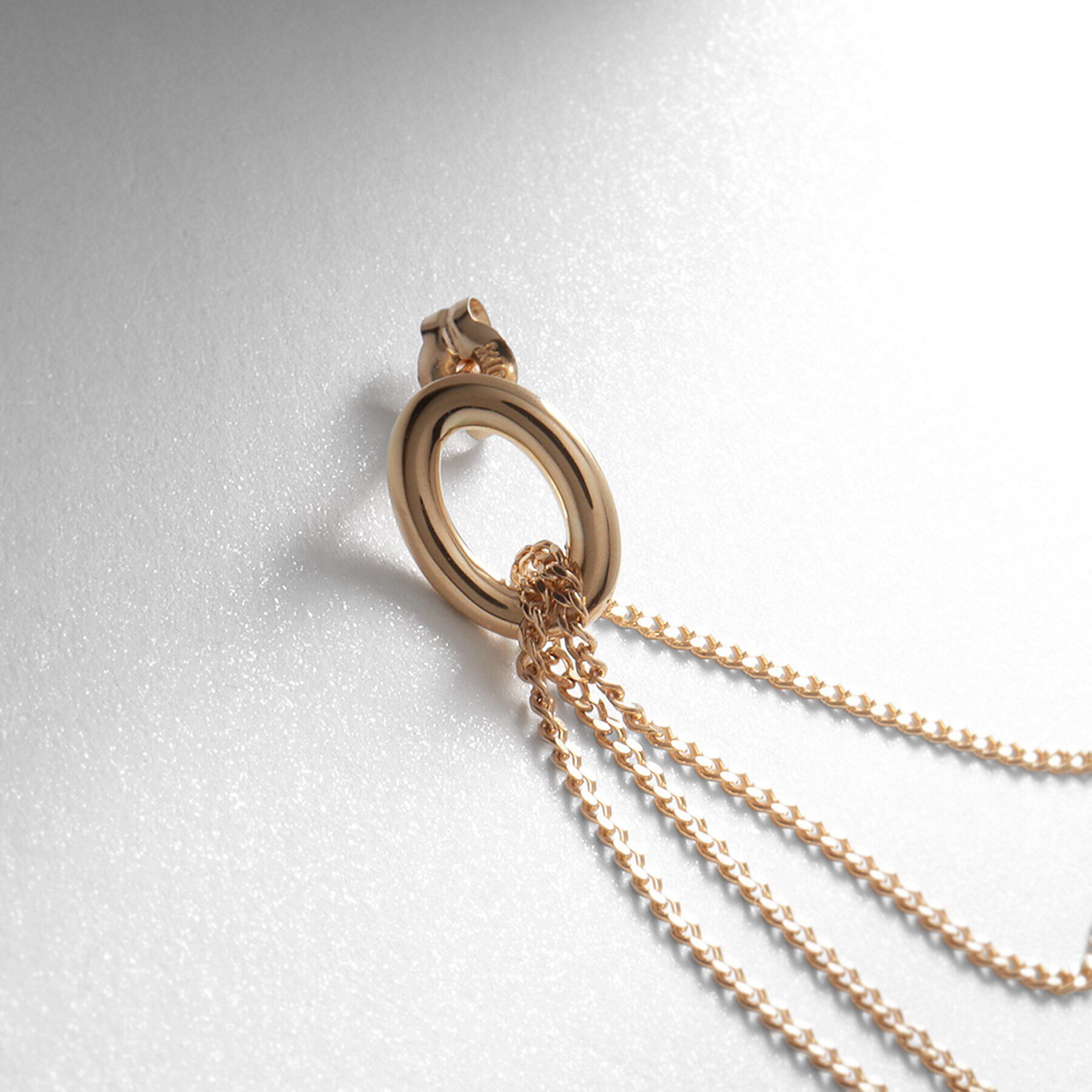 COCOSHNIK「K10中空オーバルフックチェーン スタッドピアス」|ピアス|