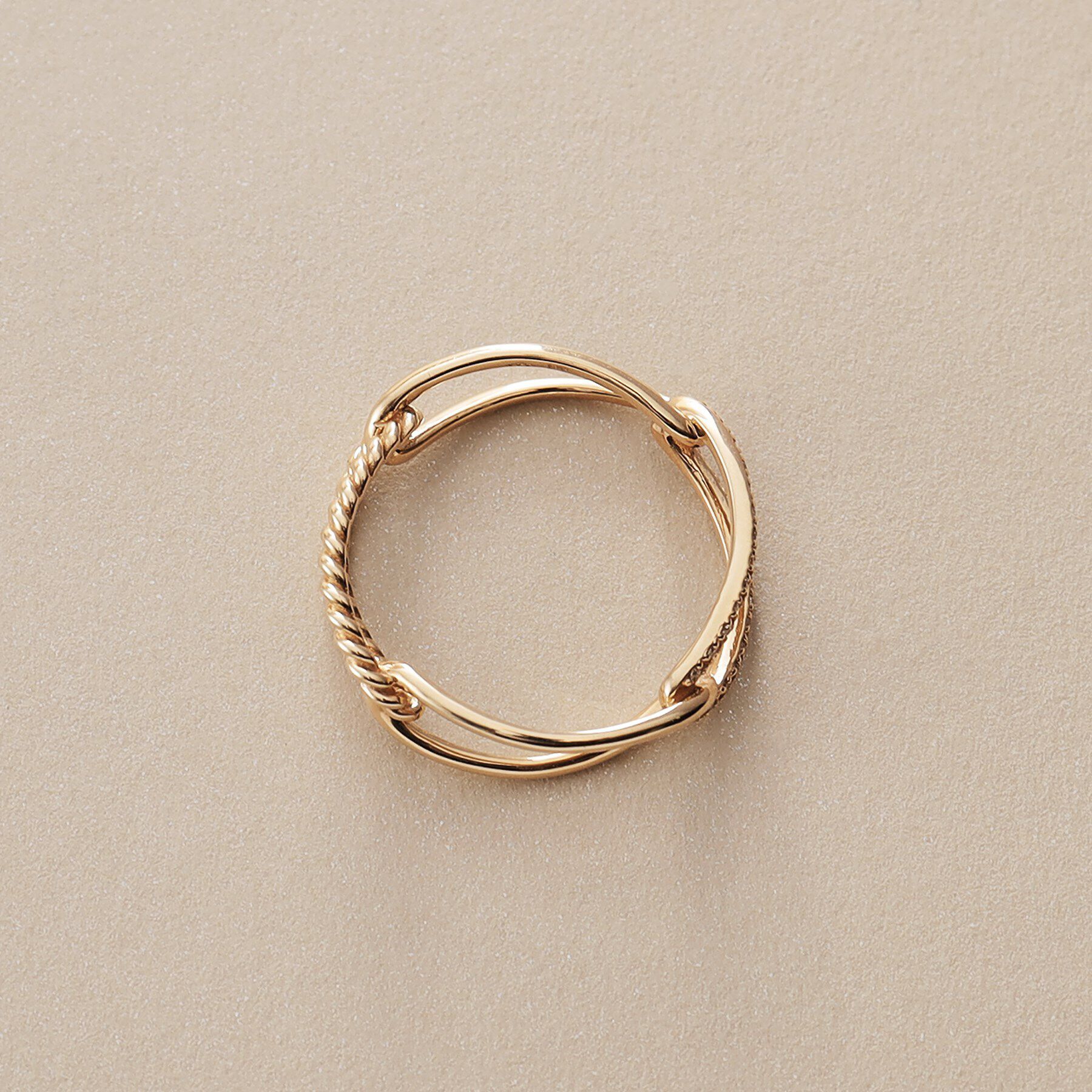 COCOSHNIK「K10ダイヤモンド ロープPCチェーン リング大（16号）」|リング|